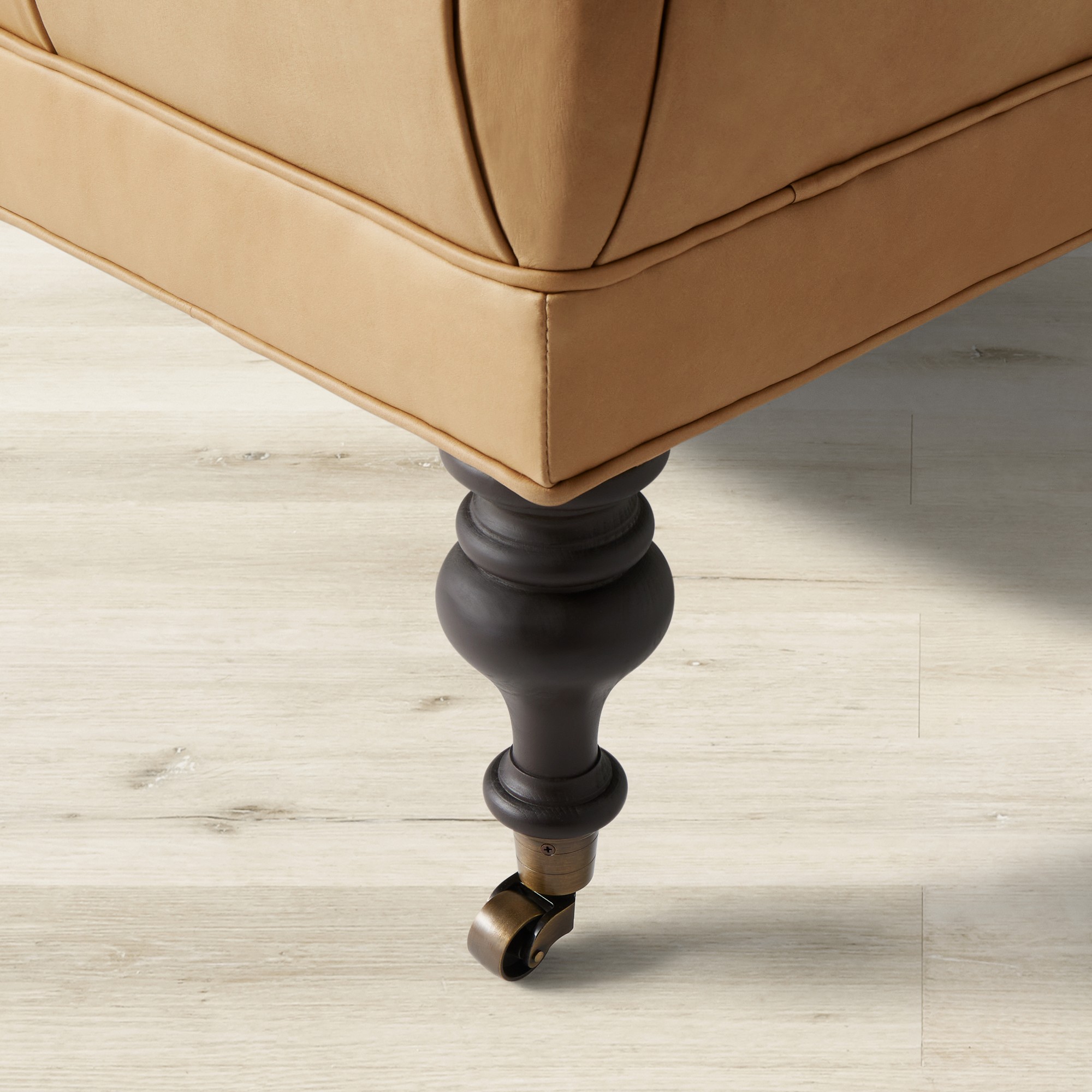 Fairfax Square Ottoman, Turned Leg with Tufted Top (26