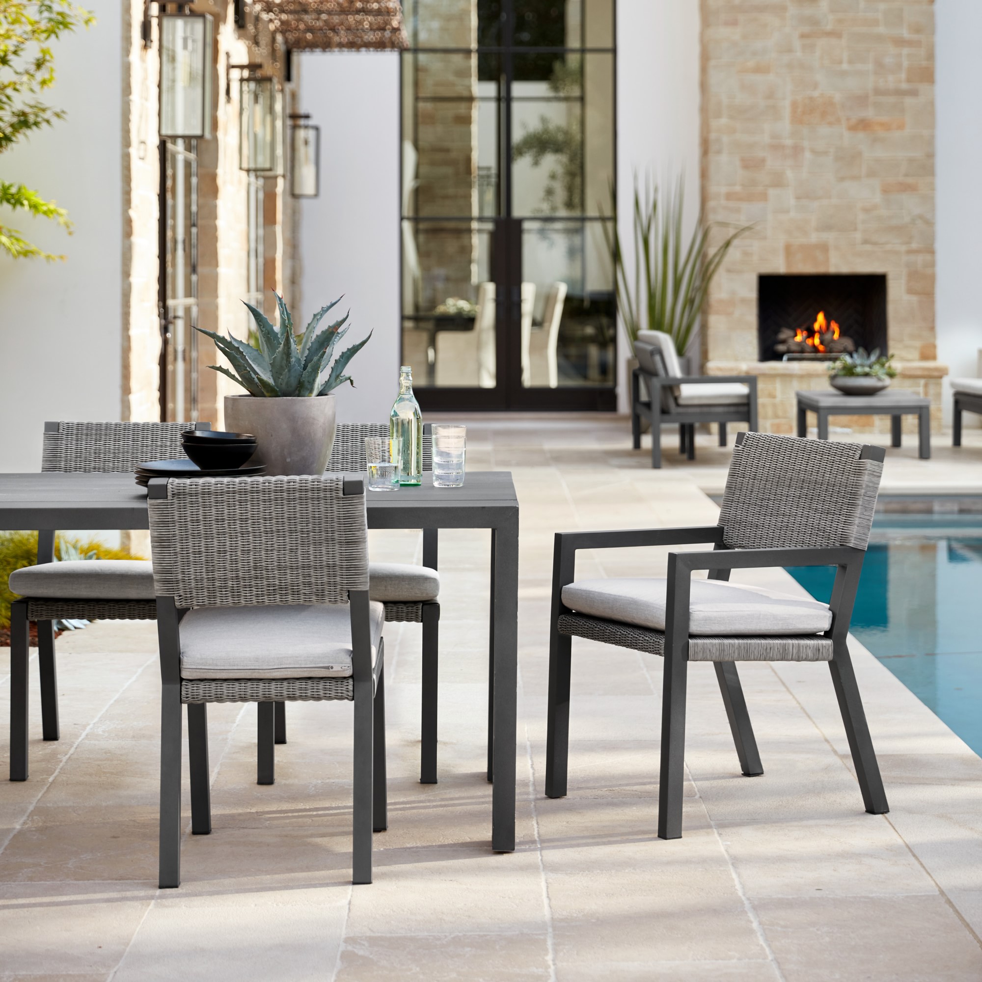 Larnaca Outdoor Slate Grey Metal Dining Table (94