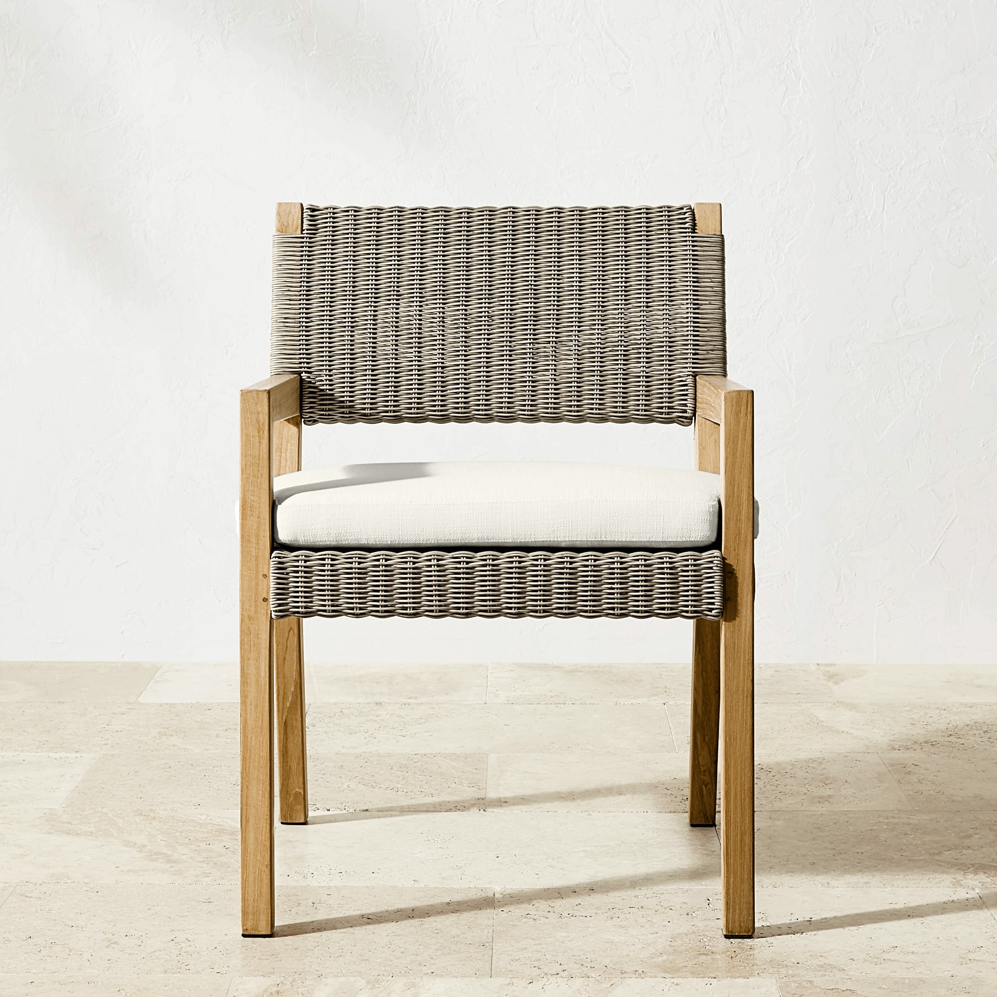 Larnaca Outdoor Natural Teak x All-Weather Weave Dining Armchair