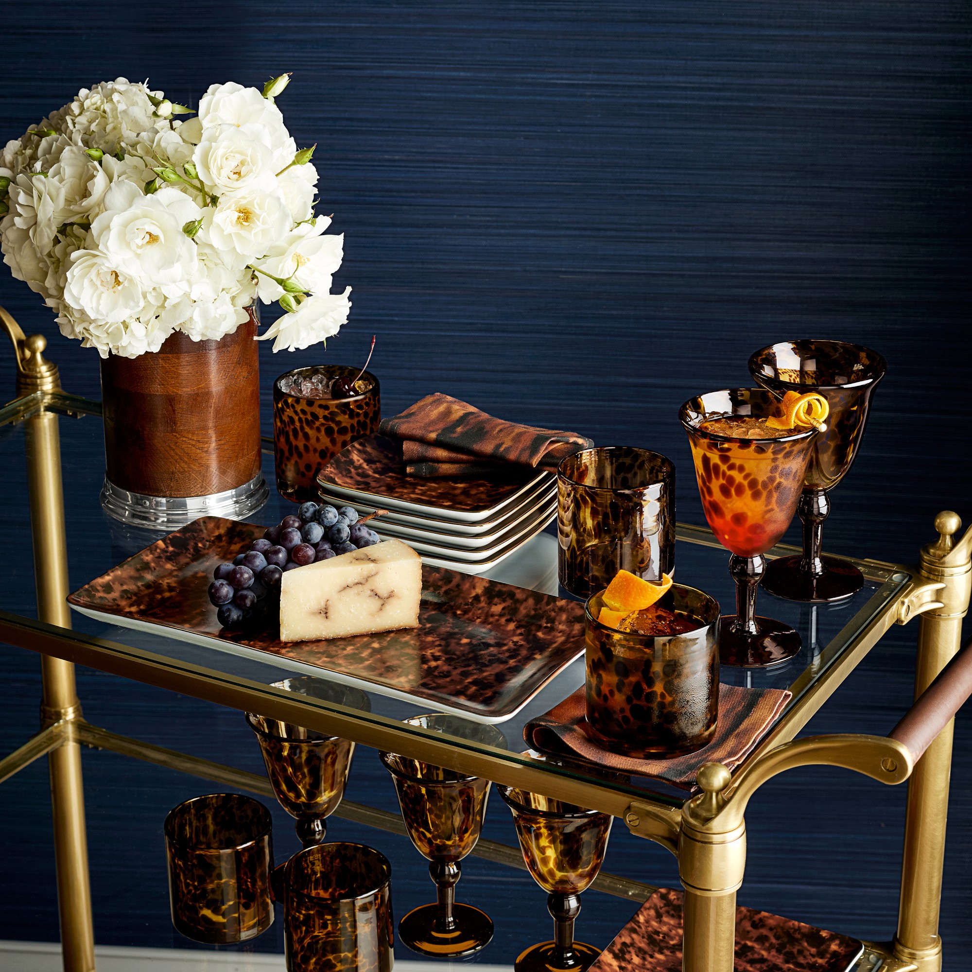 Marlo Thomas x Williams Sonoma Tortoise Shell Cocktails Napkins, Set of 4