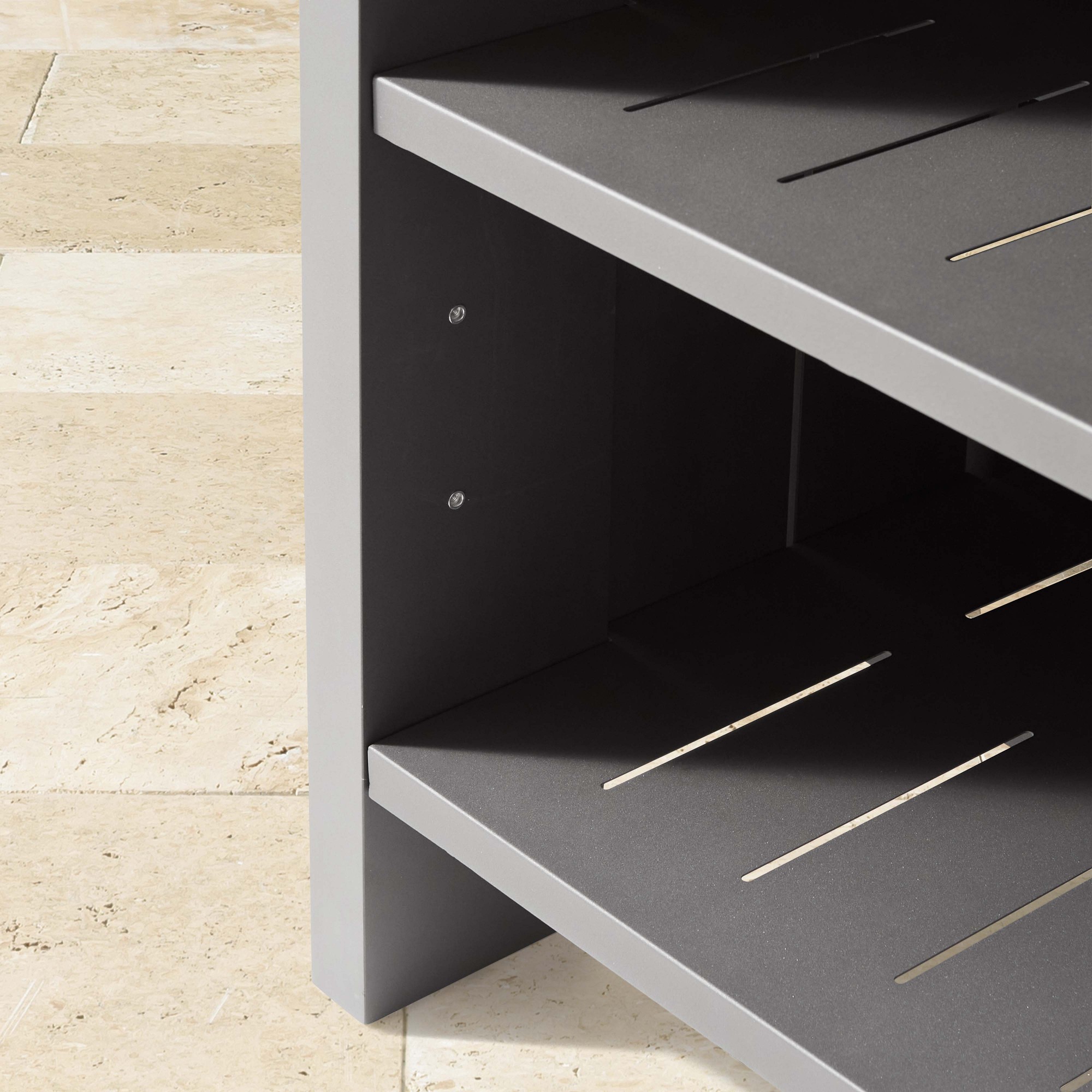 Larnaca Slate Grey Metal Kitchen Convertible Refrigerator Cabinet