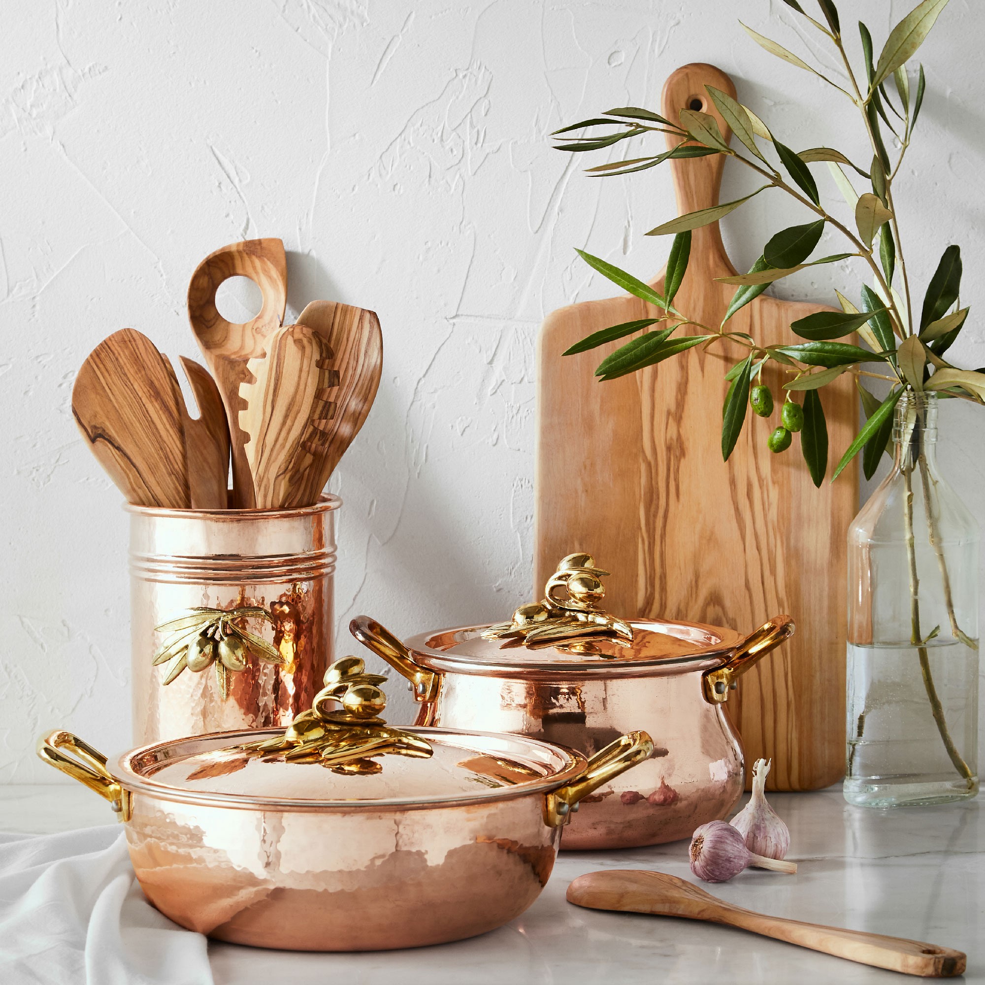 Ruffoni Olivewood Utensils with Utensil Holder, Set of 6