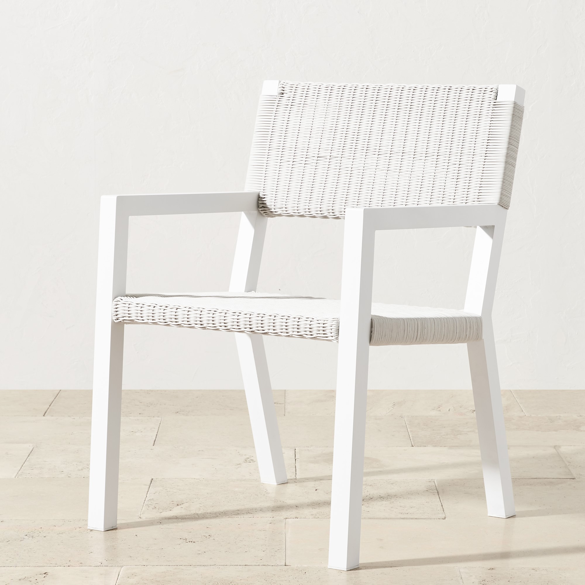 Larnaca Outdoor White Metal x All-Weather Weave Dining Armchair