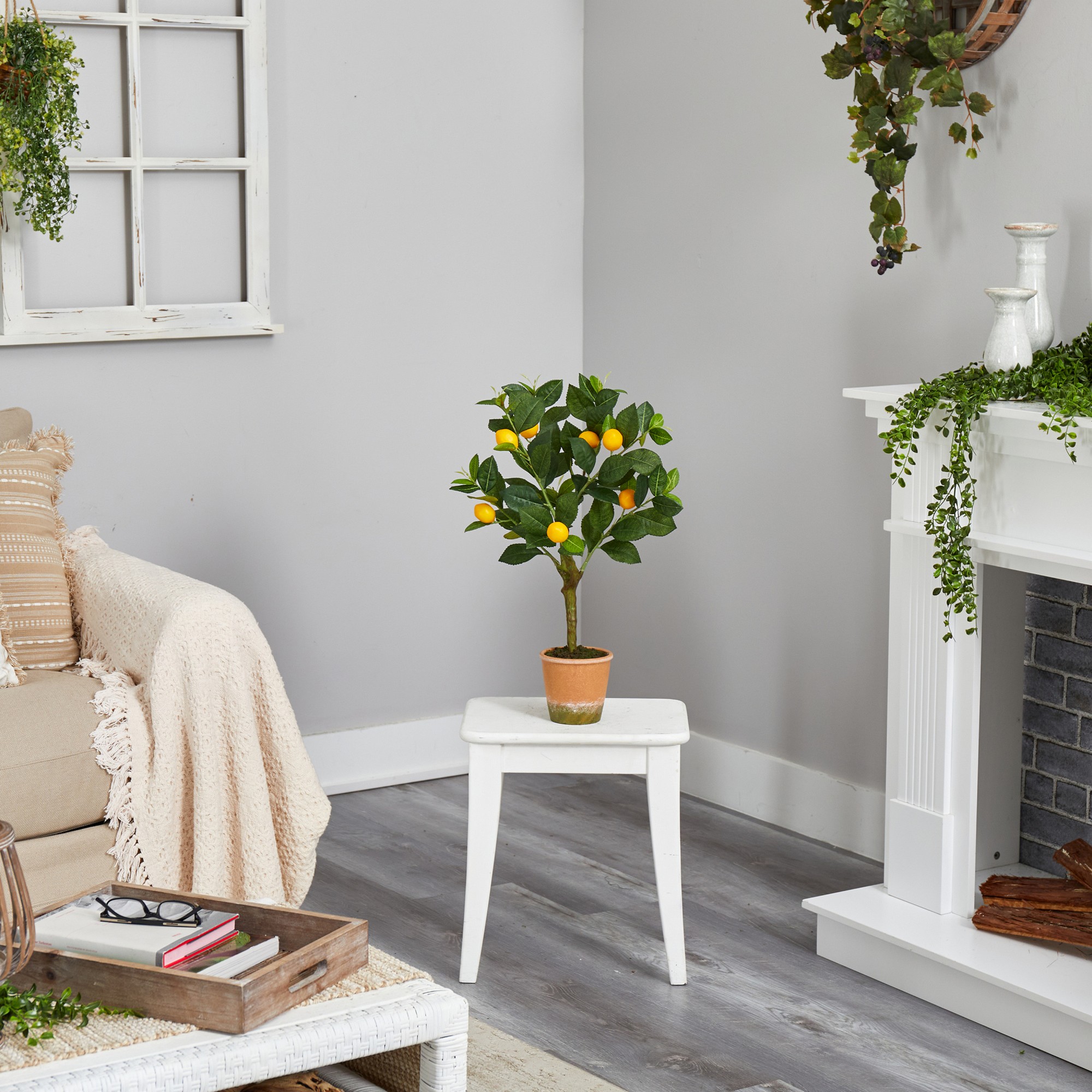 Faux Lemon Tree in Pot, 24