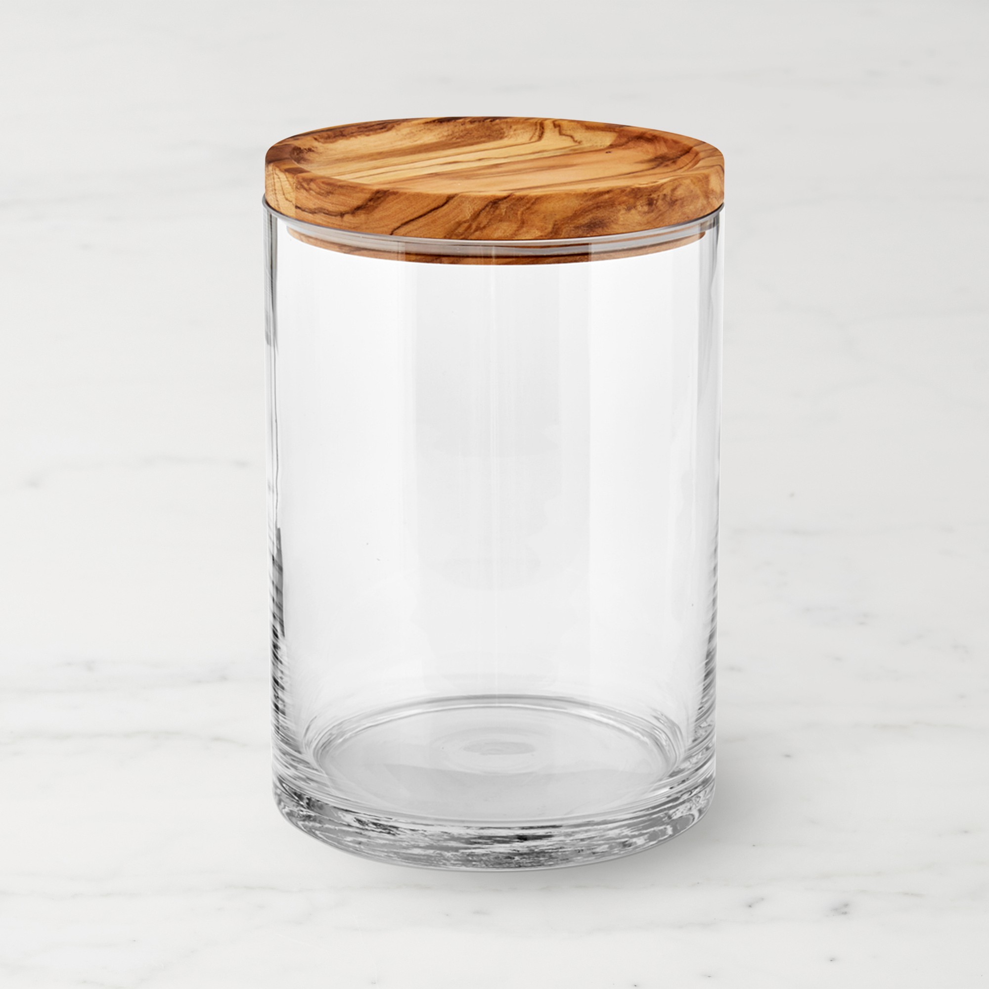 Williams Sonoma Olivewood & Glass Canister