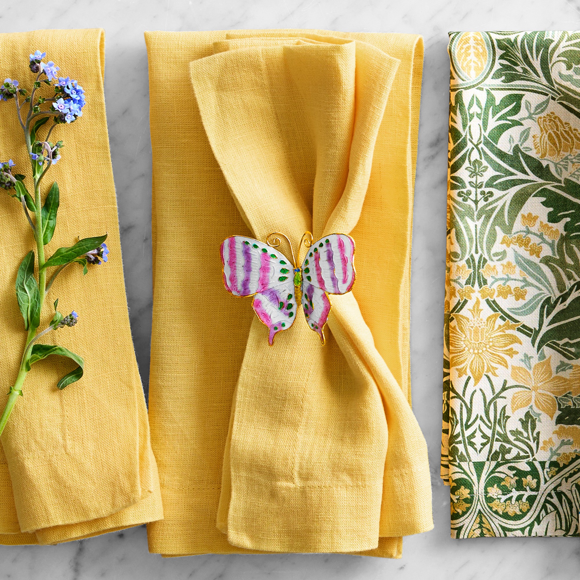 Cloisonné Butterfly Napkin Rings, Set of 4