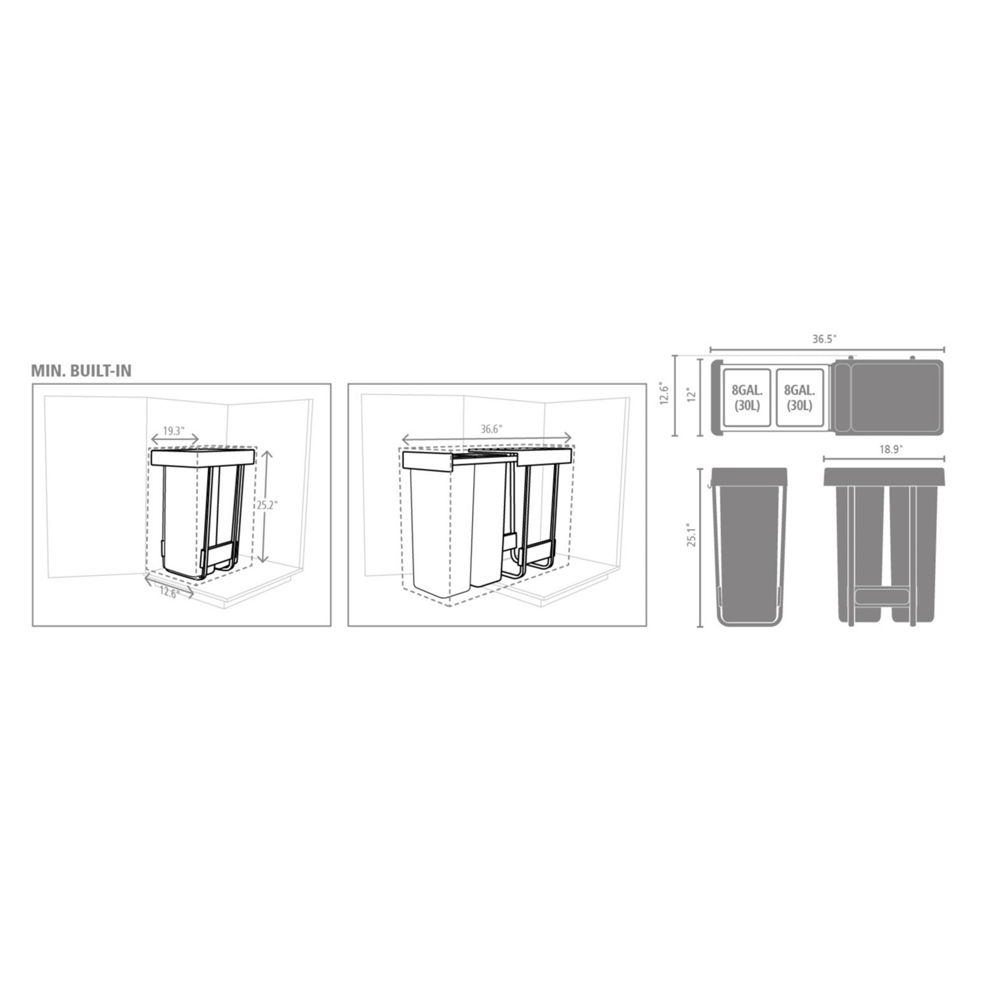 Brabantia Sort & Go In-Cabinet Bin, 2 x 30L