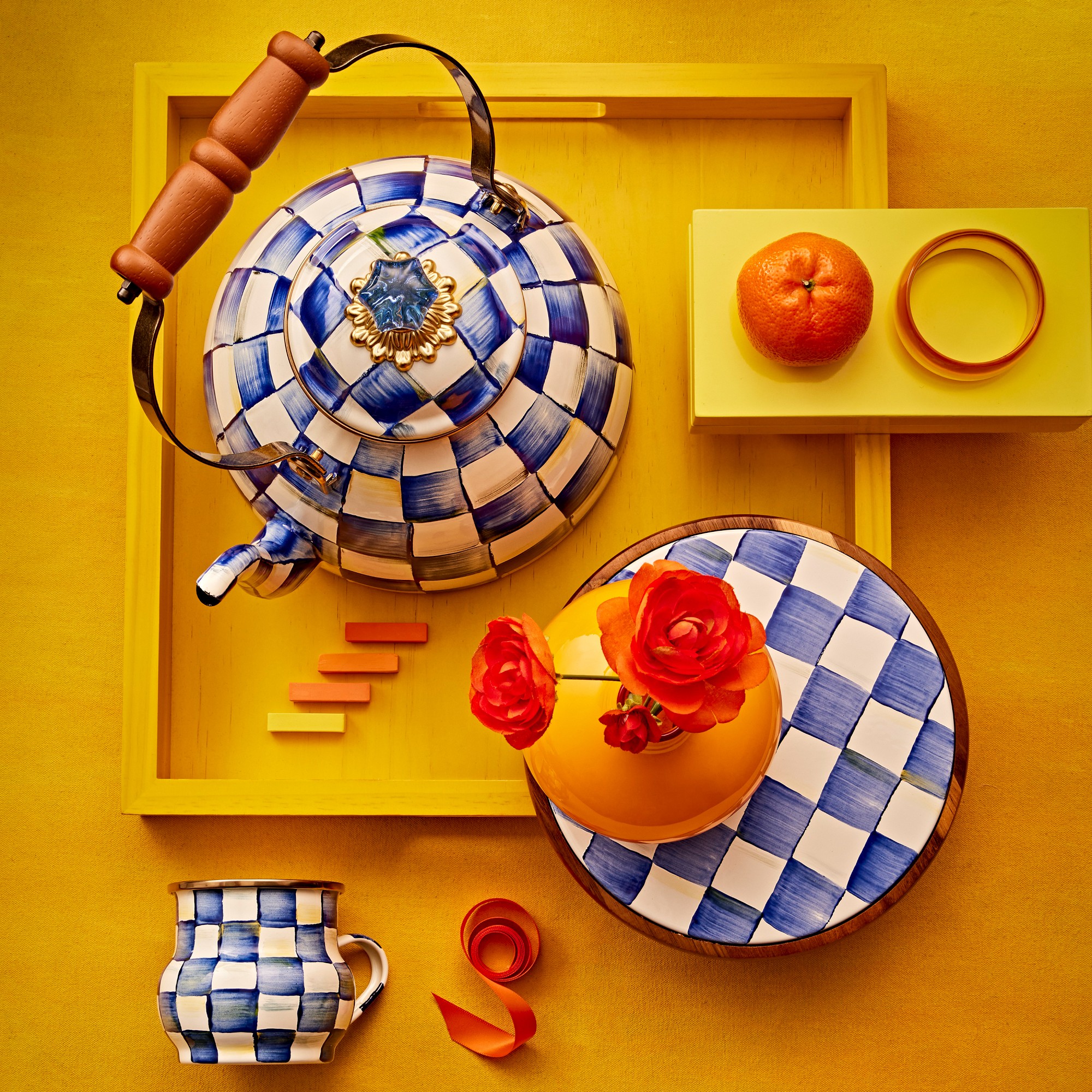 MacKenzie-Childs Royal Check Tea Kettle