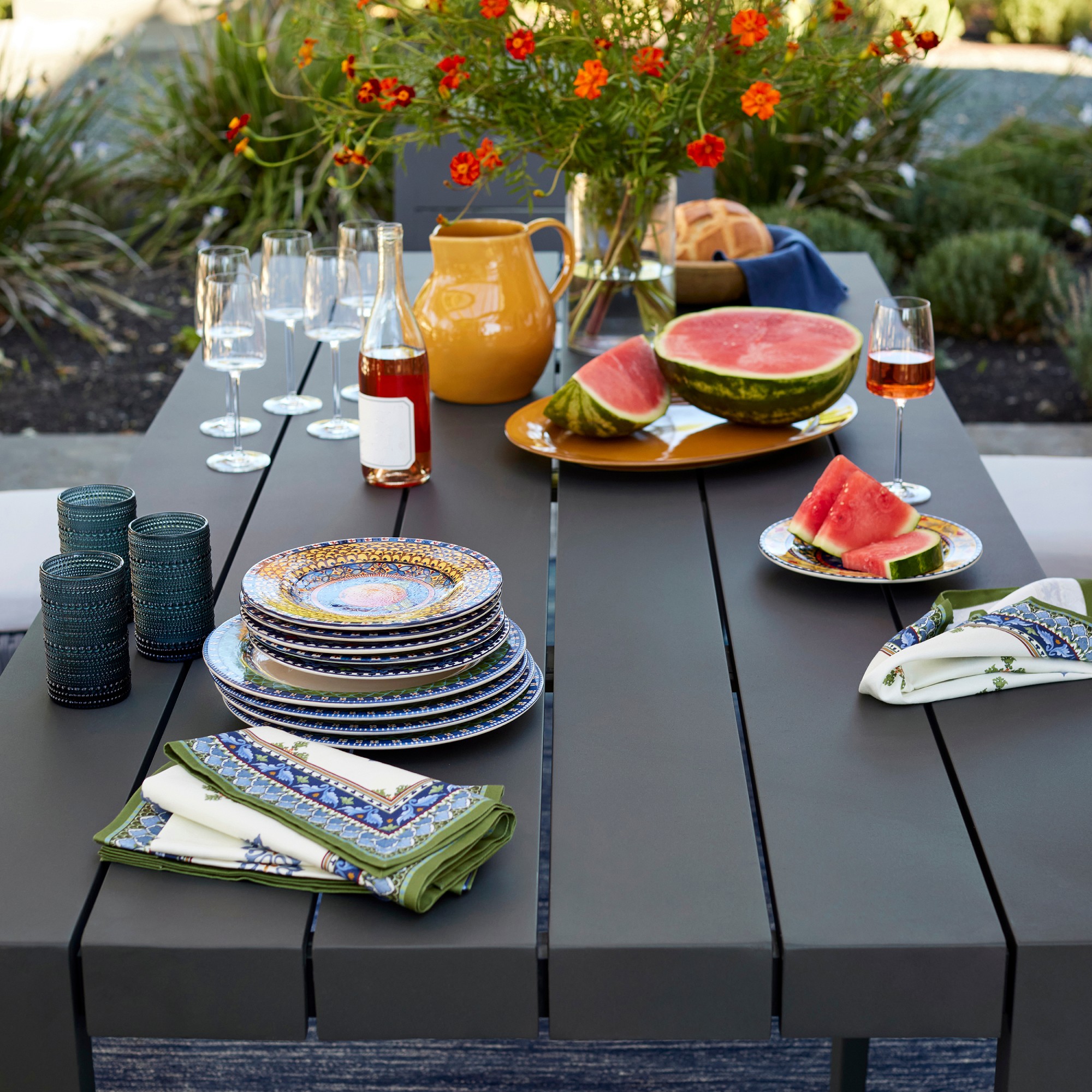 Larnaca Outdoor Slate Grey Metal Dining Table (94