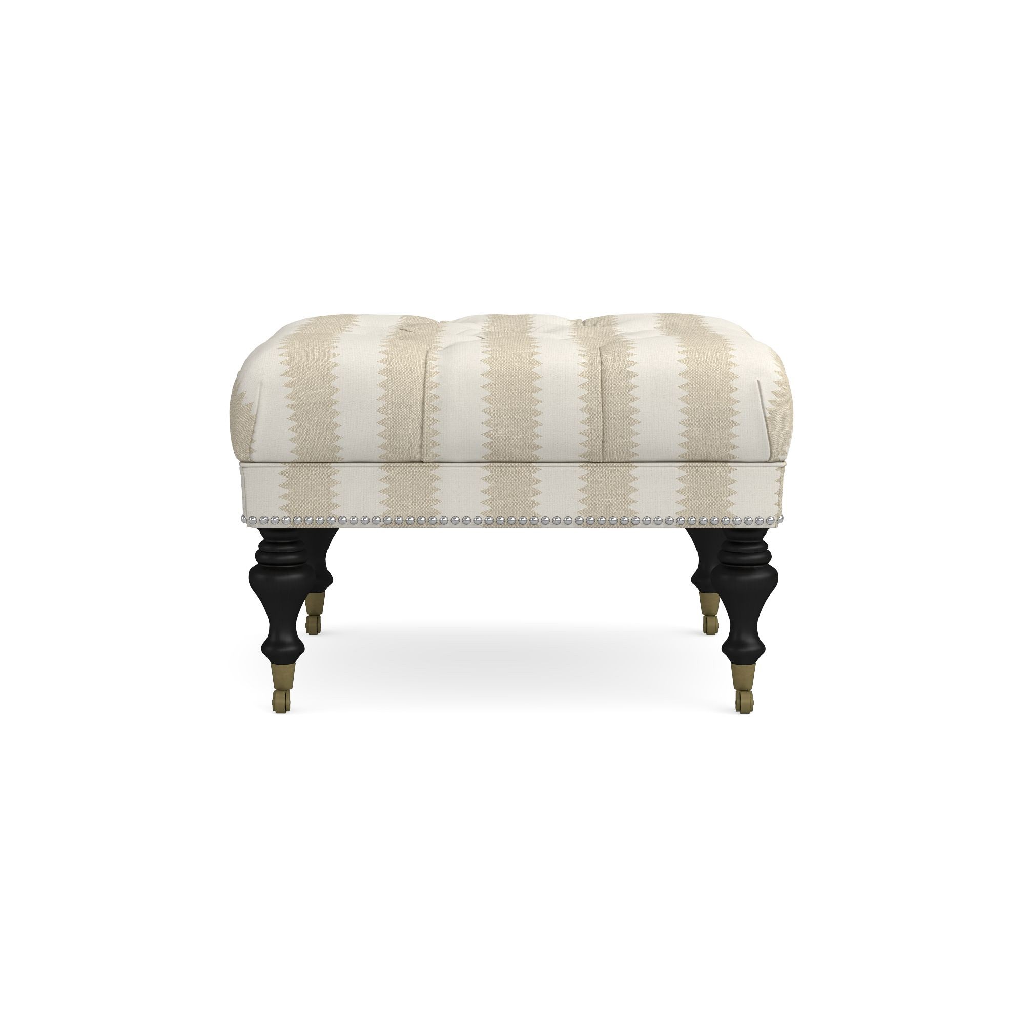 Fairfax Square Ottoman, Turned Leg with Tufted Top (26