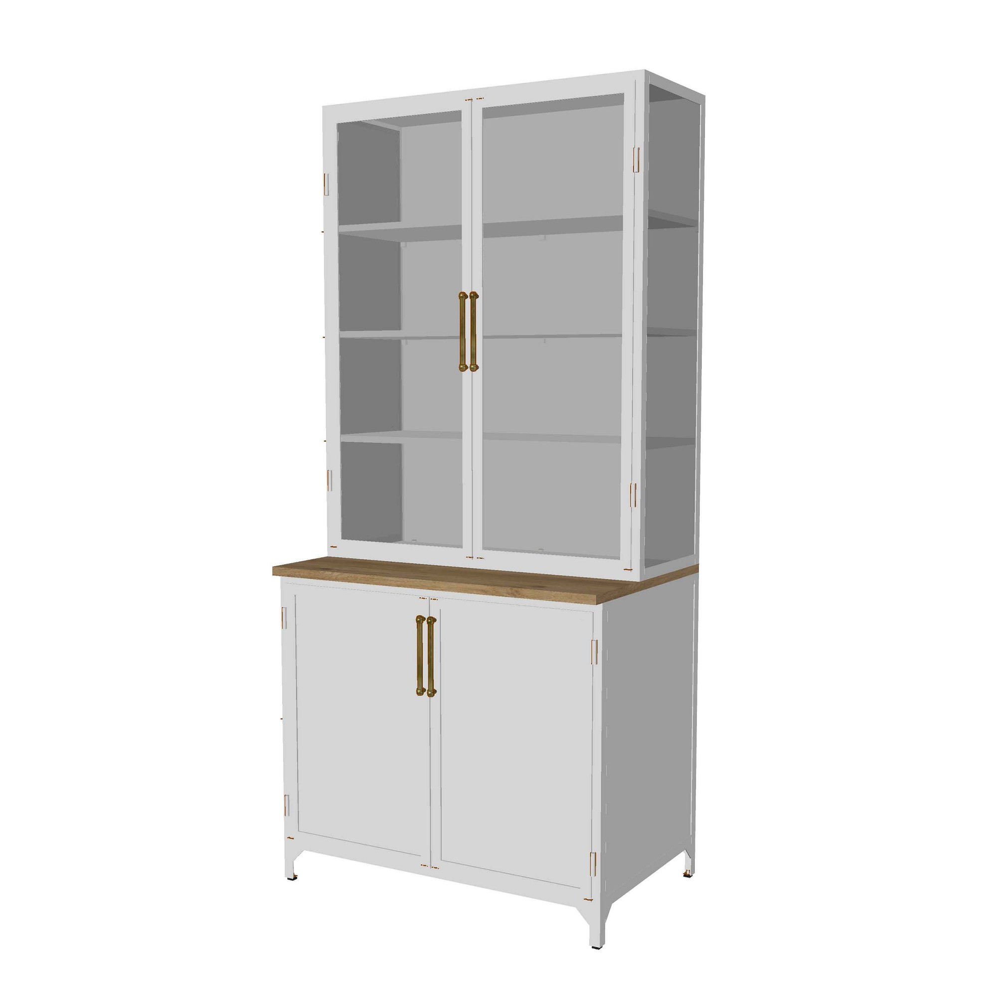 Colt 2- Door Glass Storage Cabinet with Counter (40
