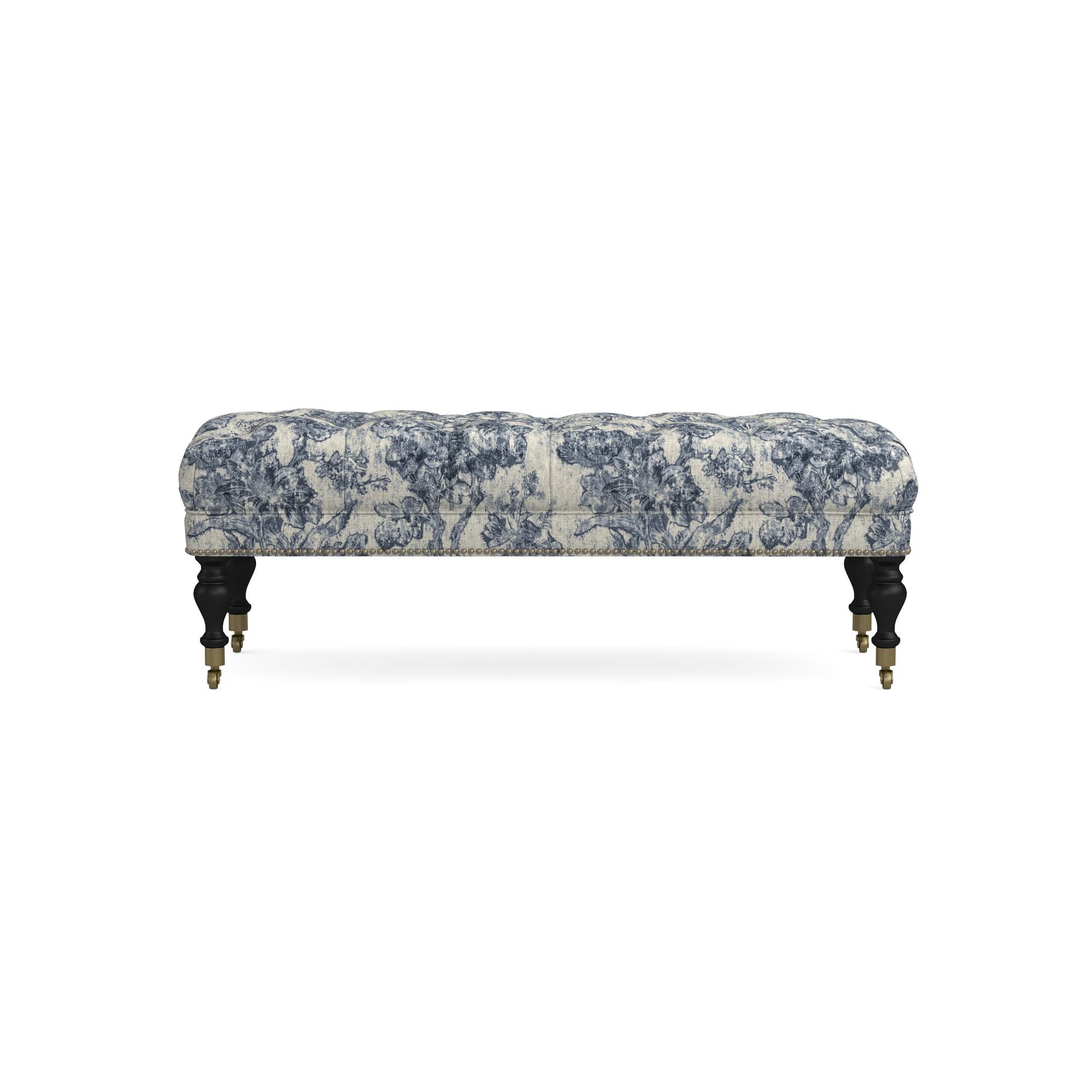 Sanderson x Giles Deacon Fairfax Bench Ottoman, Turned Leg with Tufted Top (26