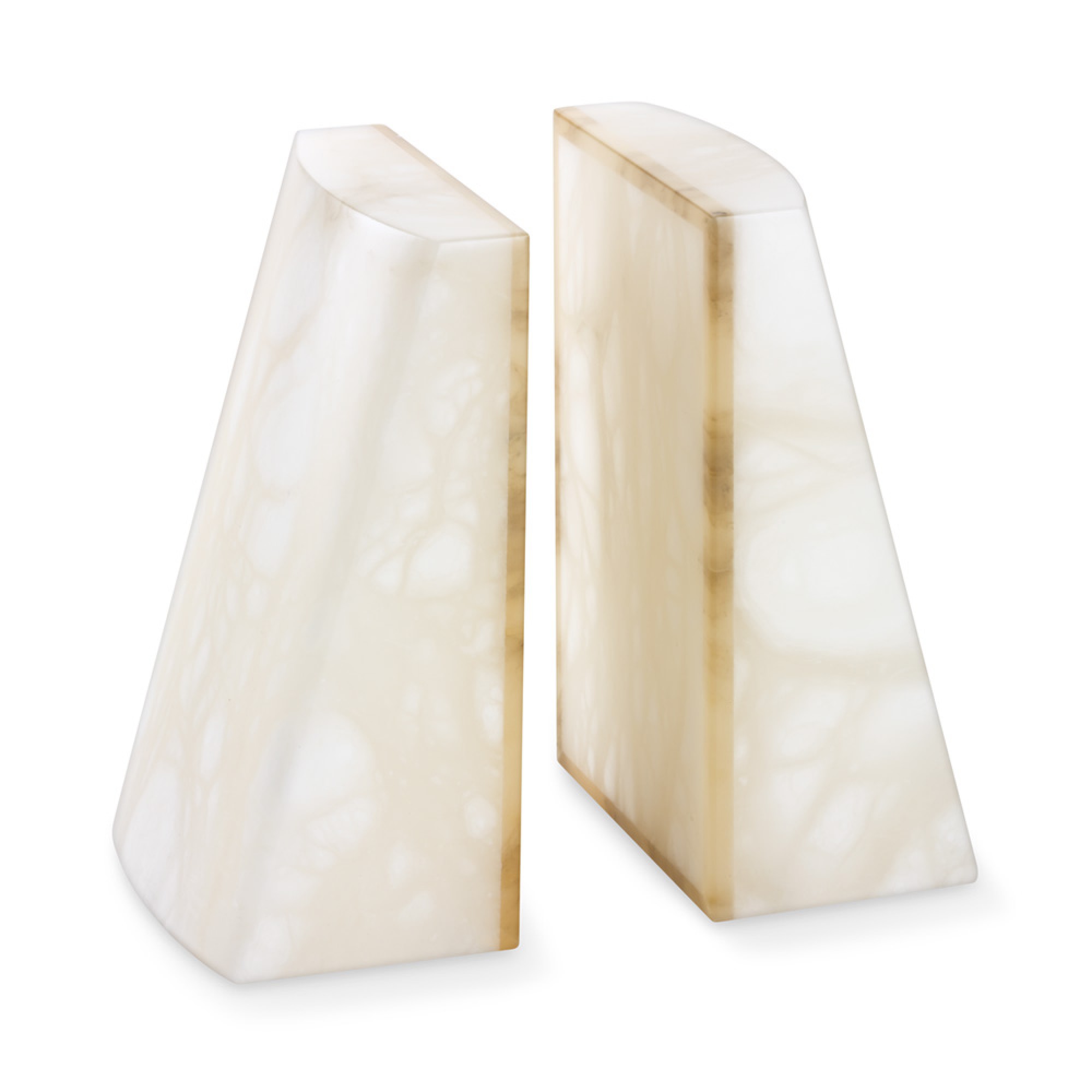 White Alabaster Slanted Bookends, Set of 2