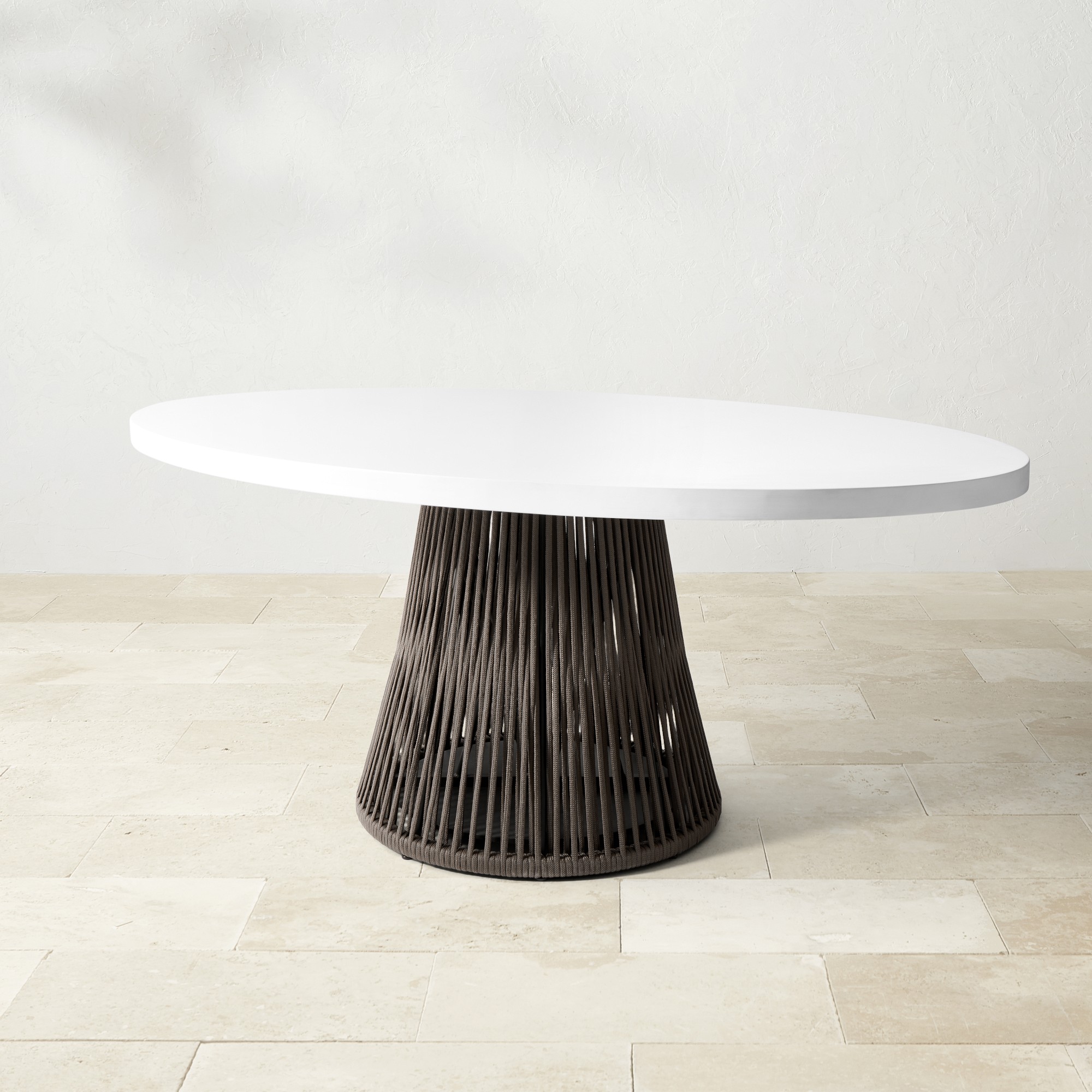 Pasadena Outdoor Fiberstone and Rope Oval Dining Table (72