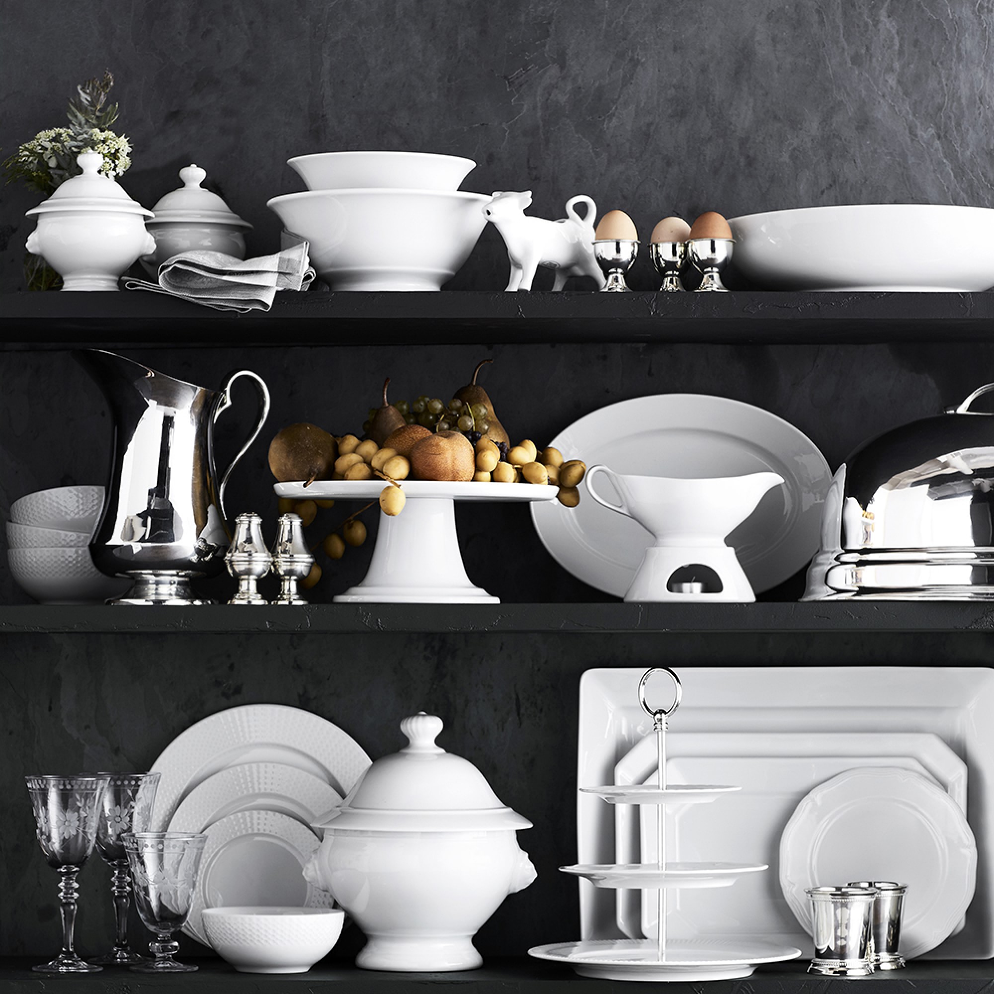 Pillivuyt Perle Porcelain Bread & Butter Plates, Set of 4