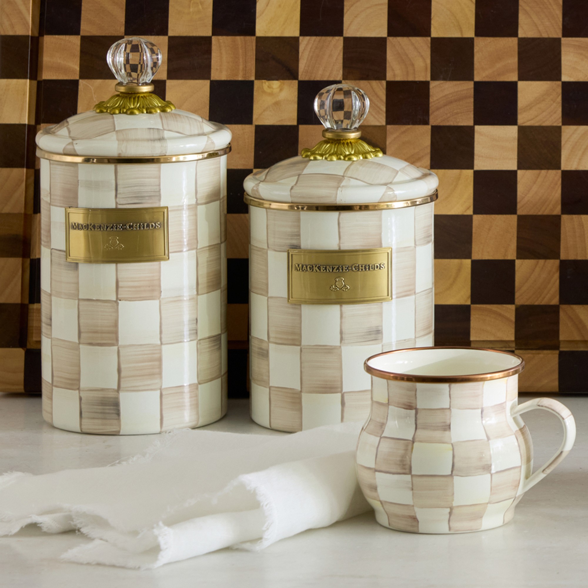 MacKenzie-Childs Mocha Check Canister