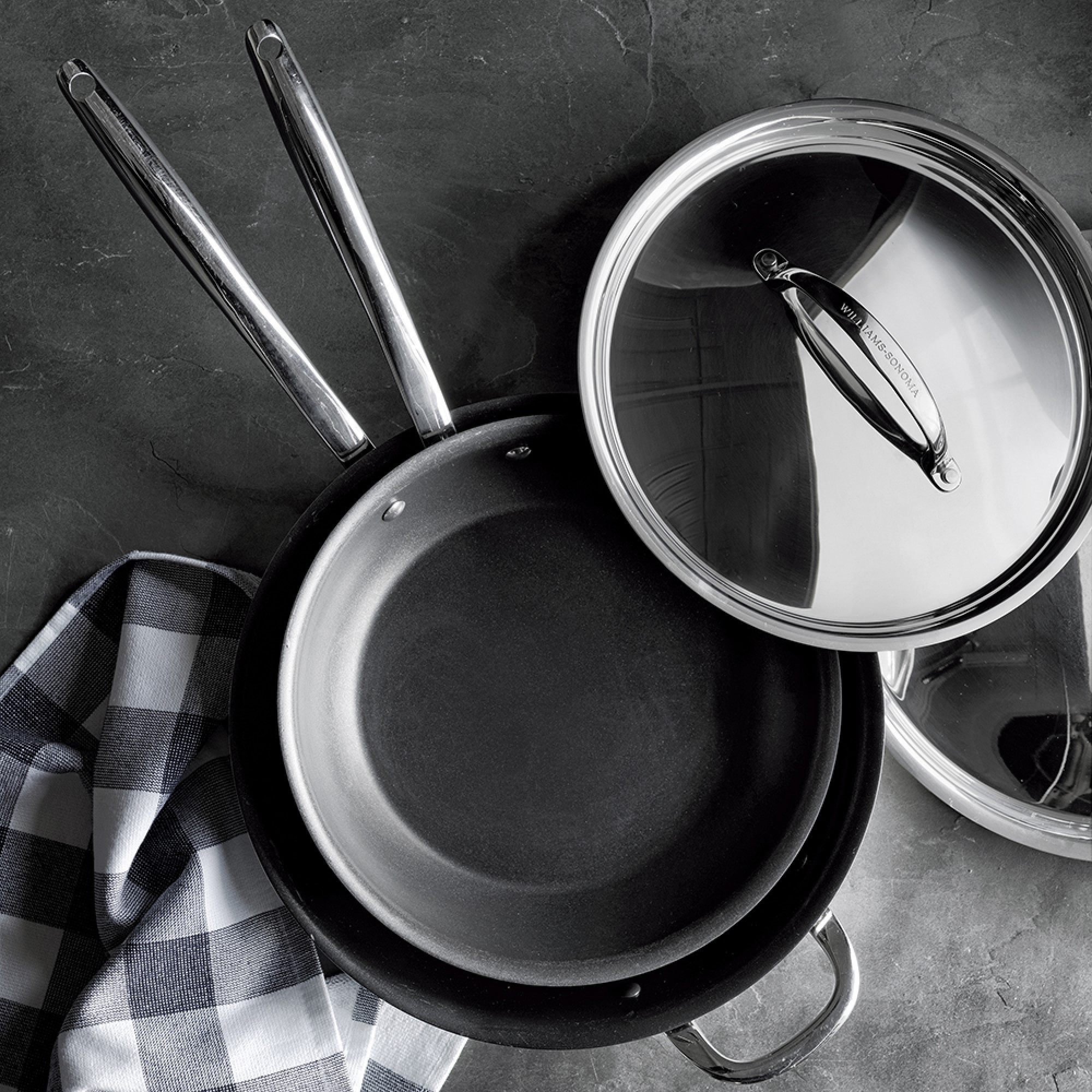 Williams Sonoma Signature Thermo-Clad™ Stainless-Steel Nonstick Covered Fry Pan