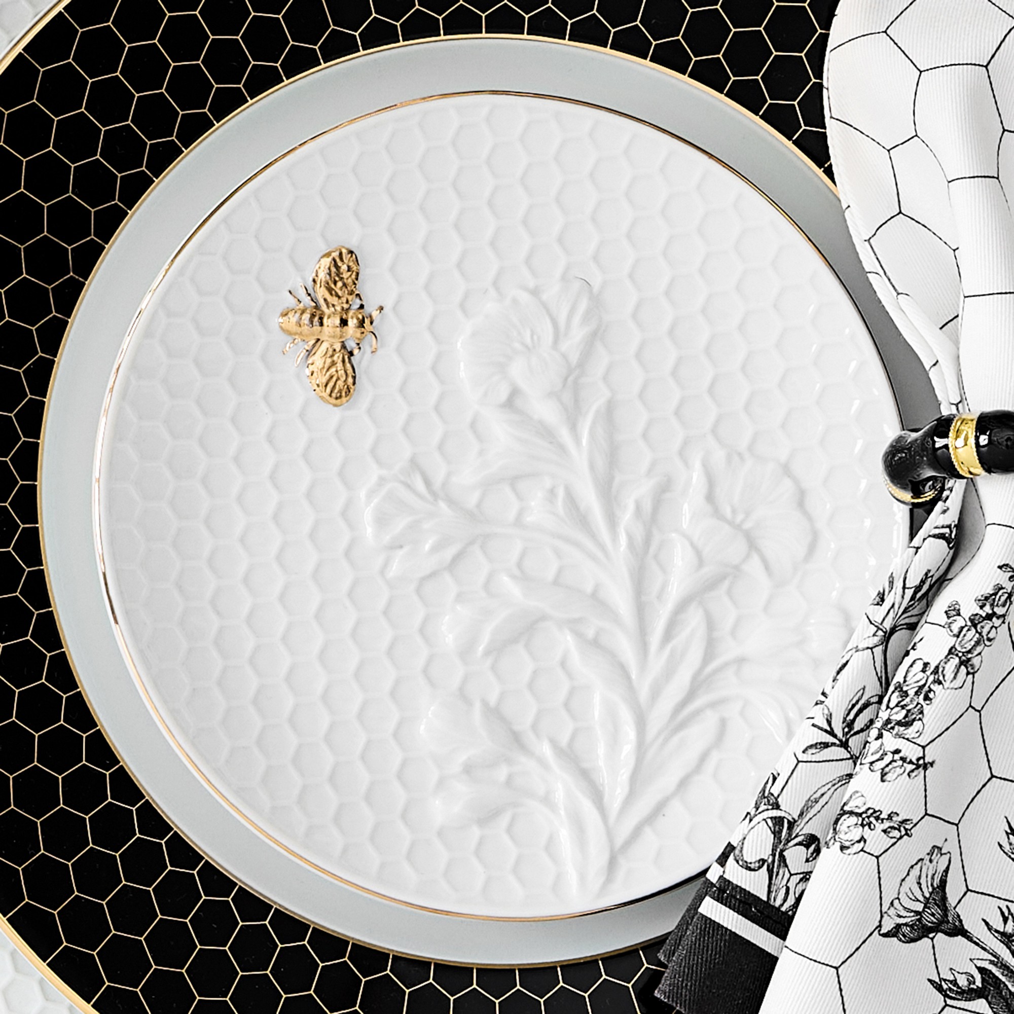 Honeycomb Embossed Appetizer Plates, Set of 4