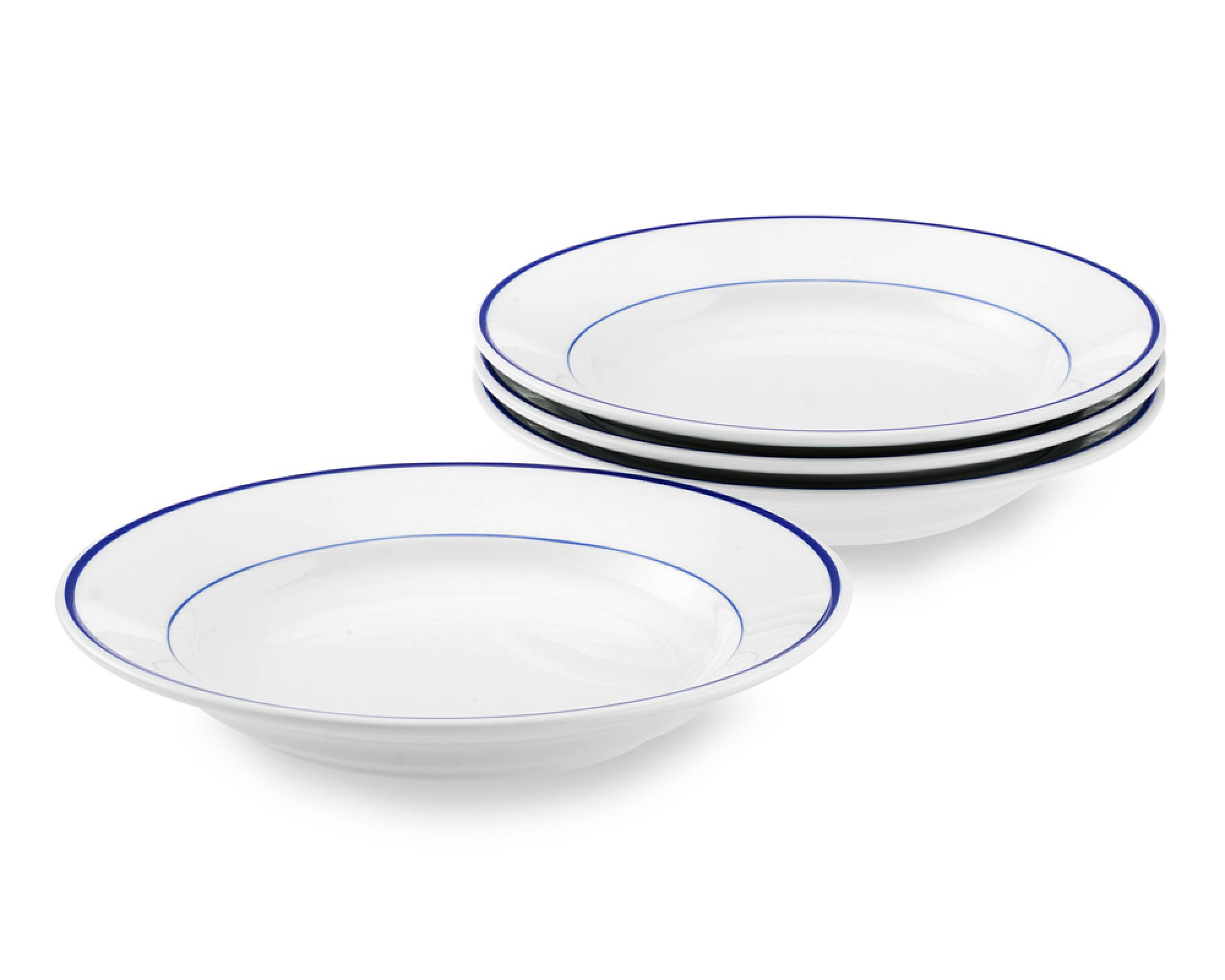 Apilco Tradition Blue-Banded Soup Plates, Set of 4