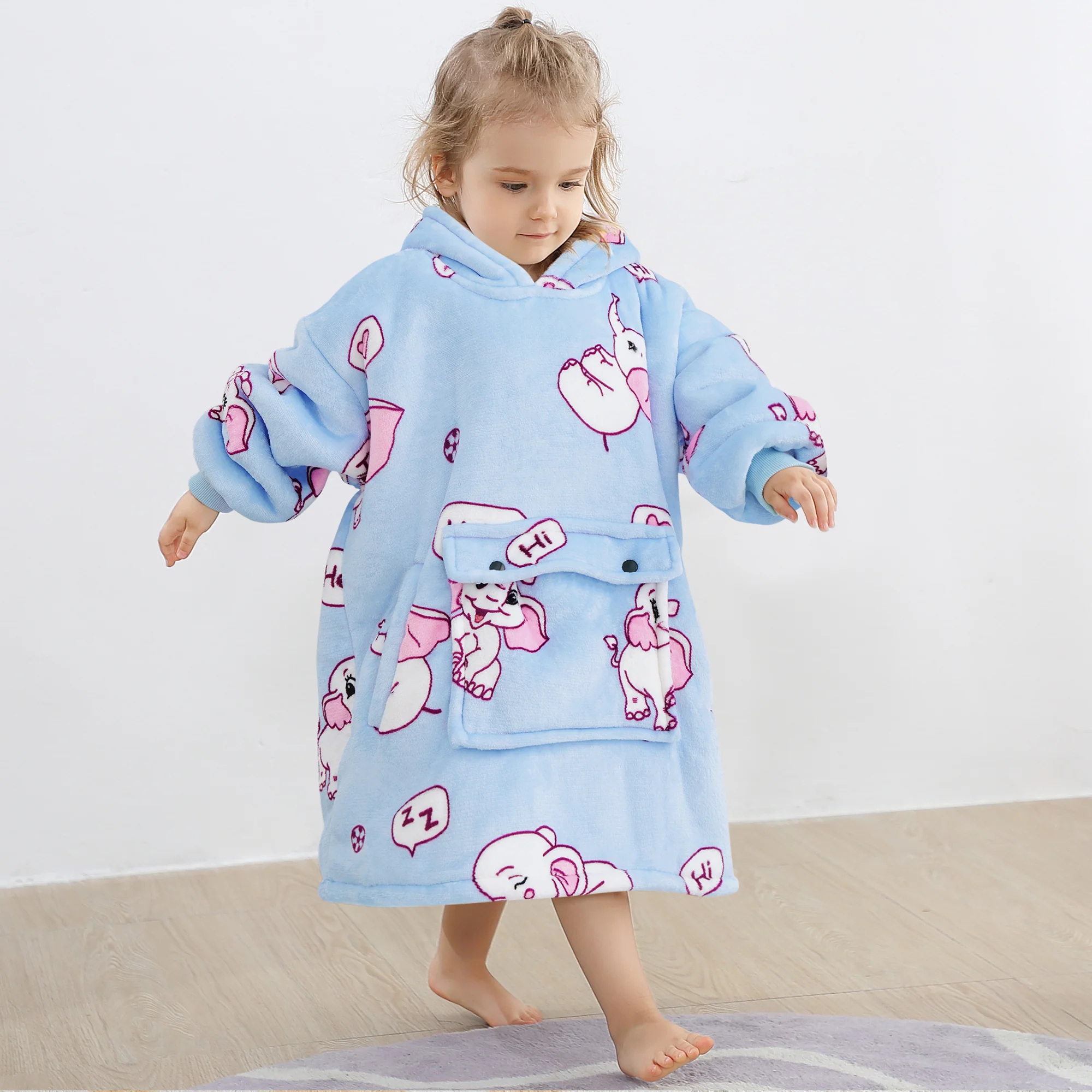 Elephant Blanket Hoodie Kids
