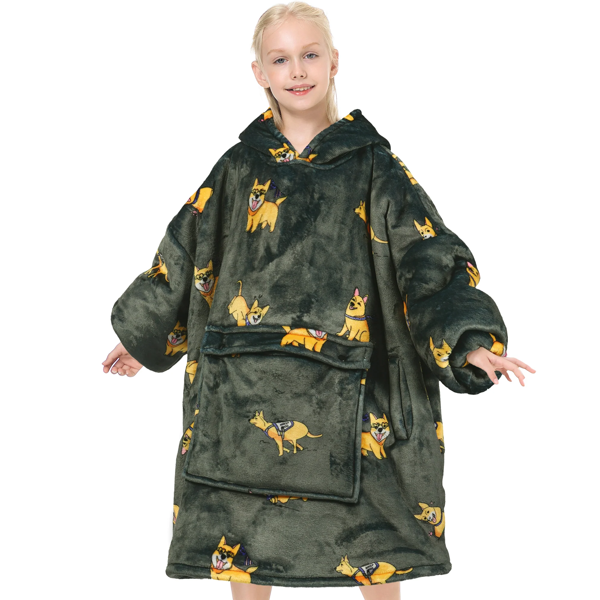 German Shepherd Blanket Hoodie Teen