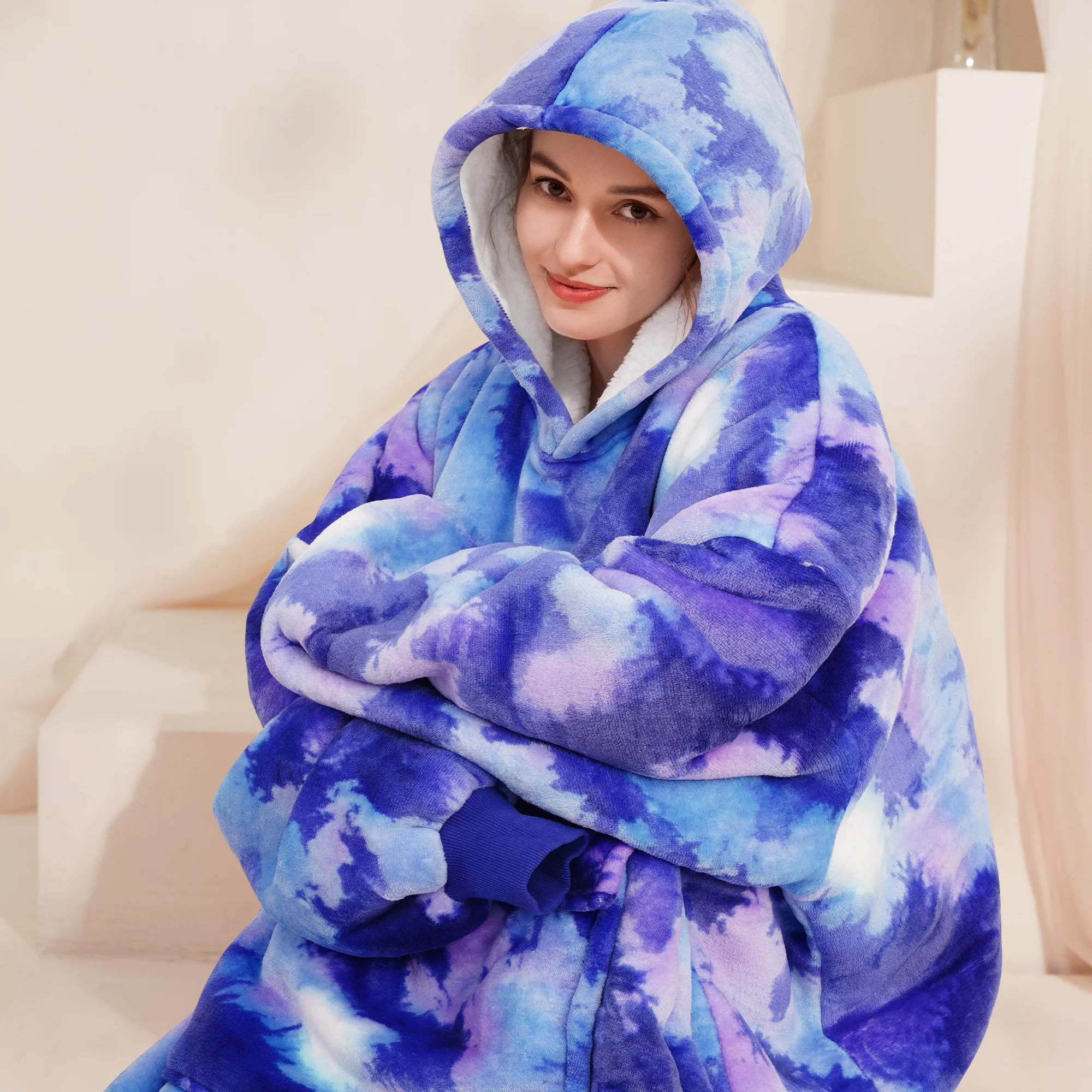 TieDye Blue Blanket Hoodie