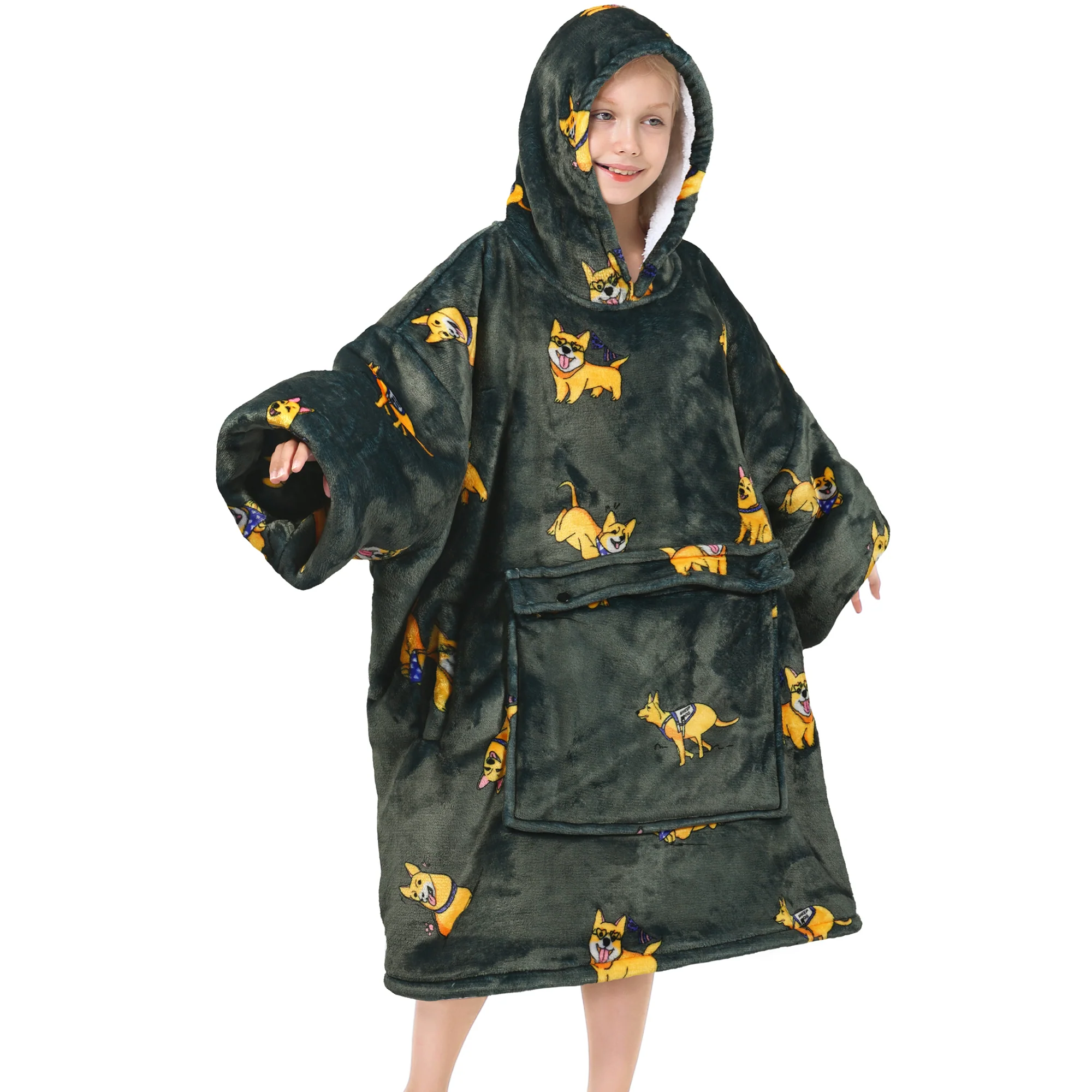 German Shepherd Blanket Hoodie Teen