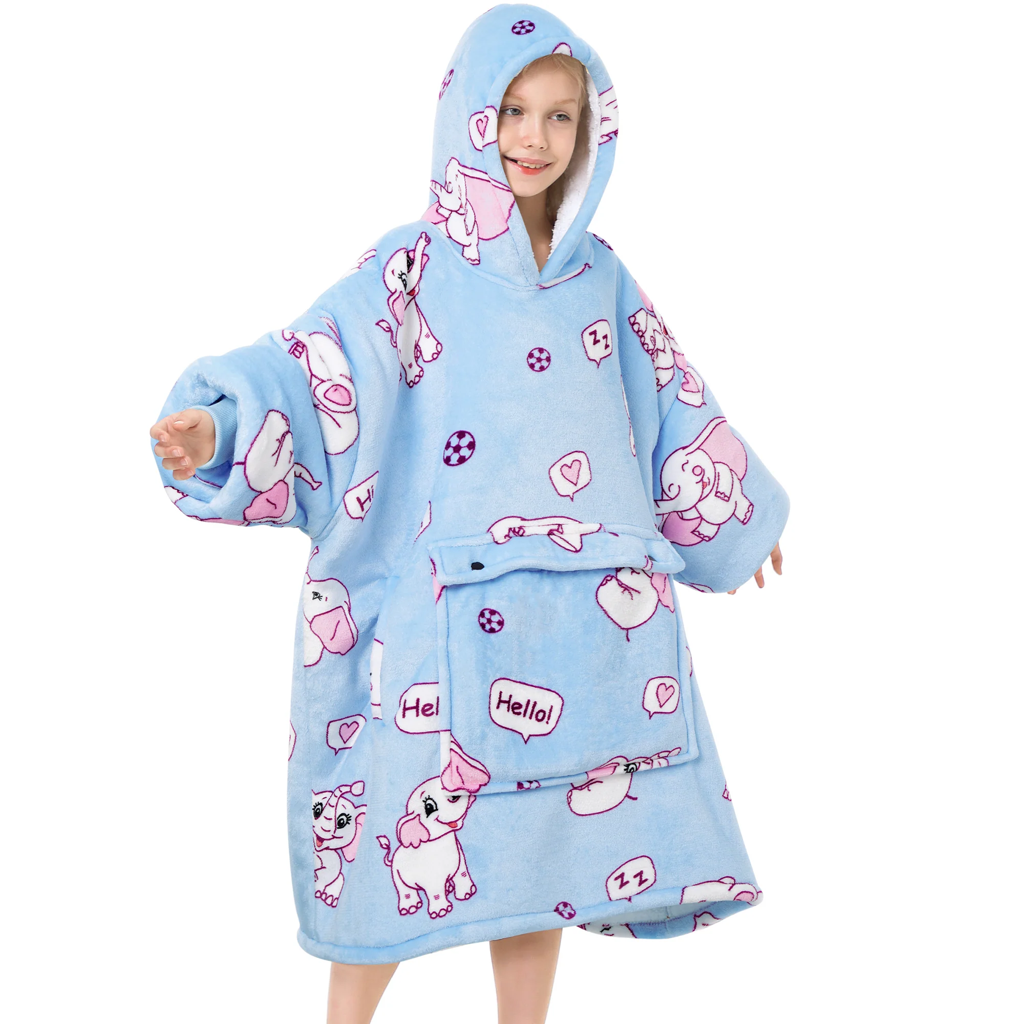 Elephant Blanket Hoodie Teen
