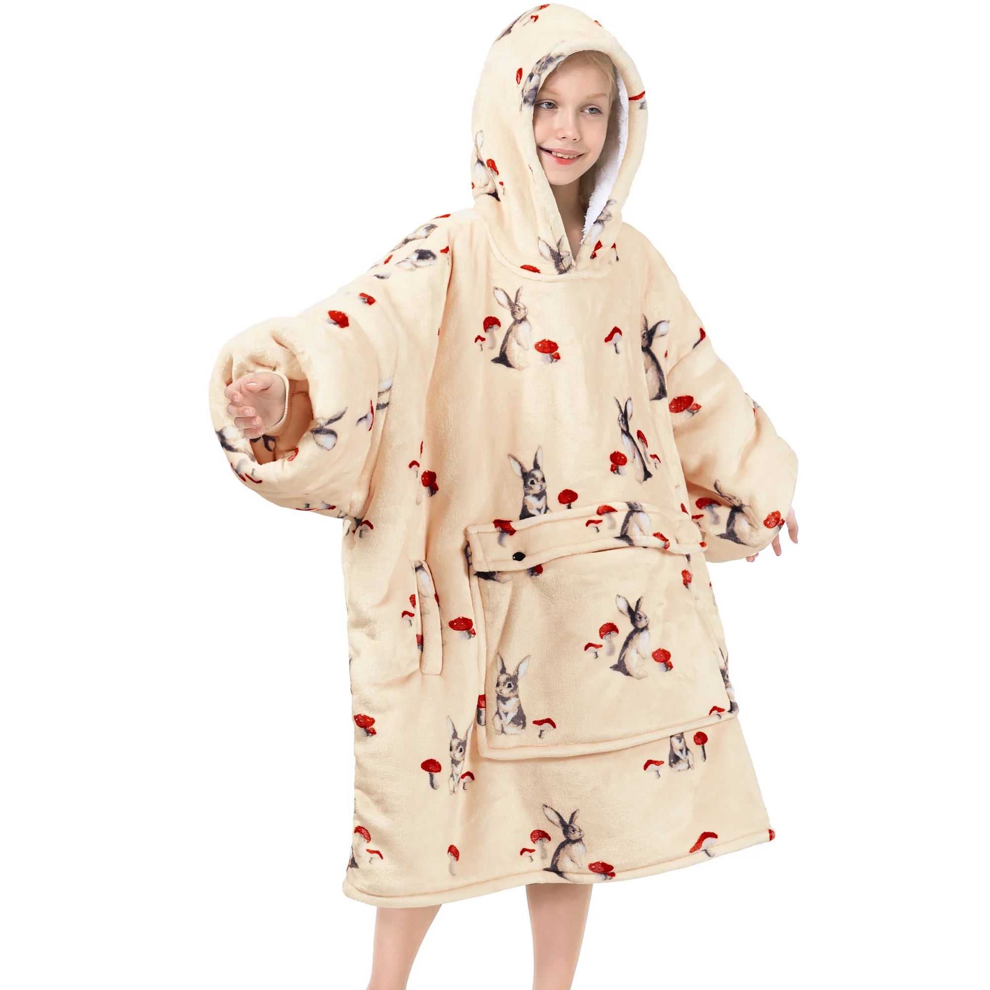Rabbit Mushroom Blanket Hoodie Teen