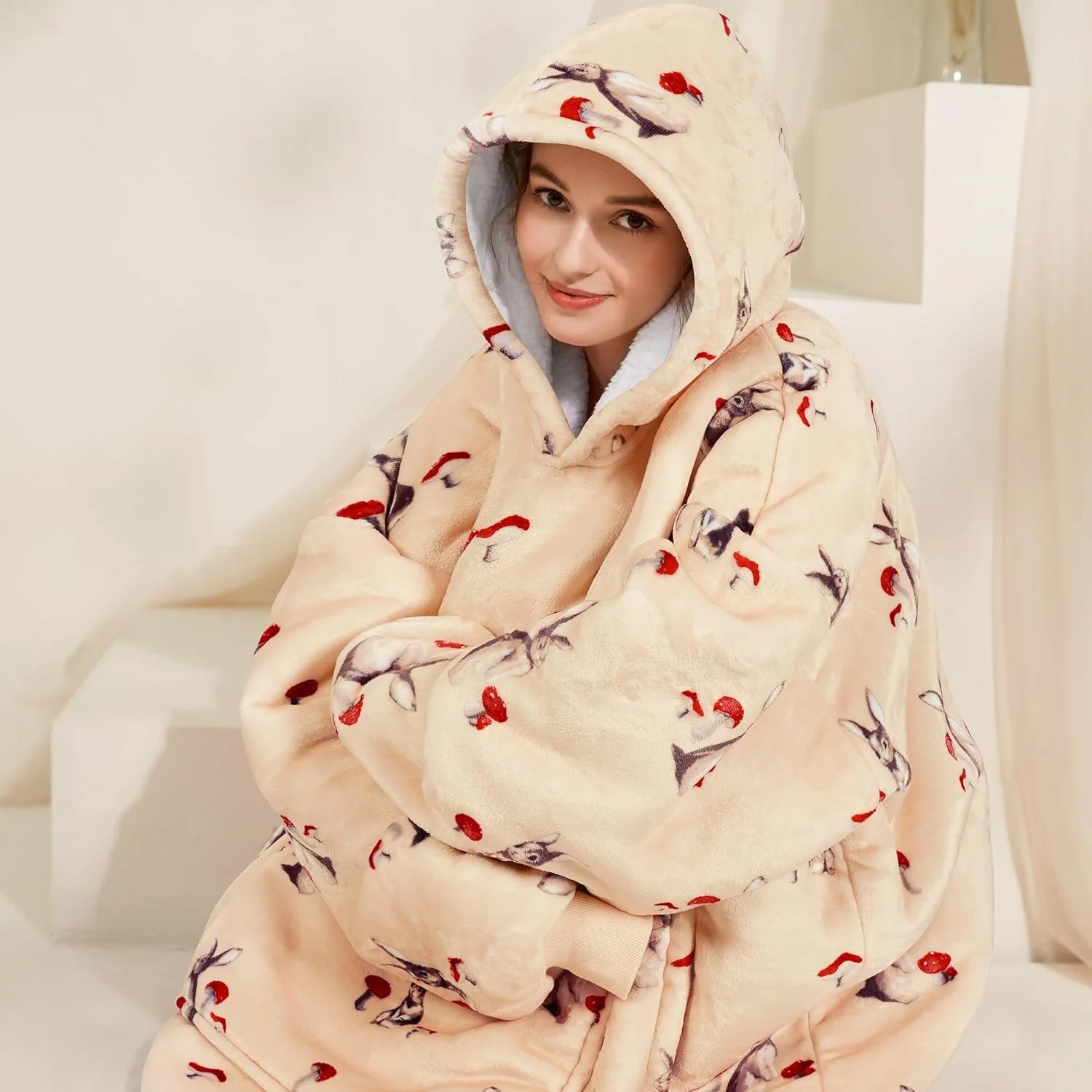 Rabbit Mushroom Blanket Hoodie