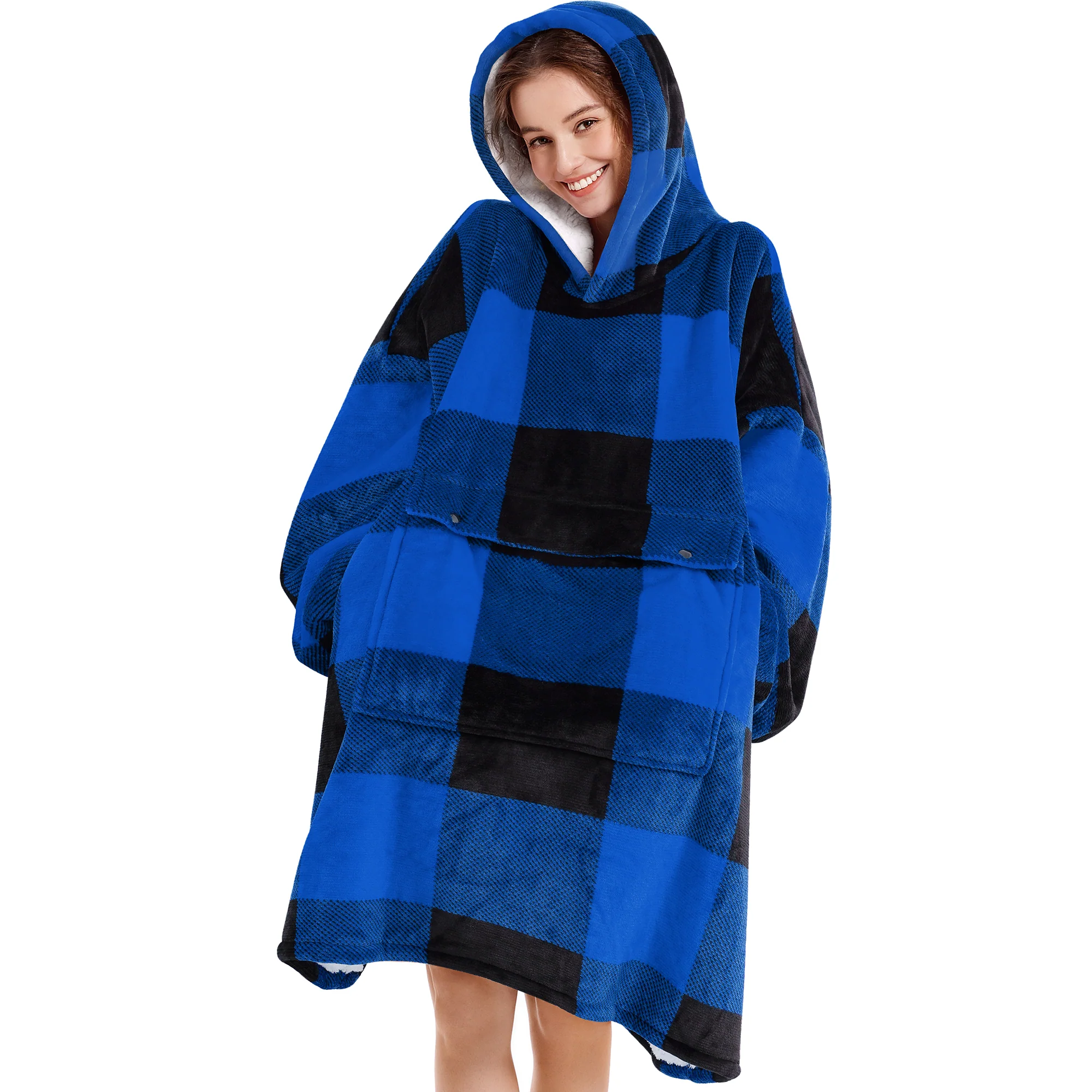 Blue Plaid Blanket Hoodie