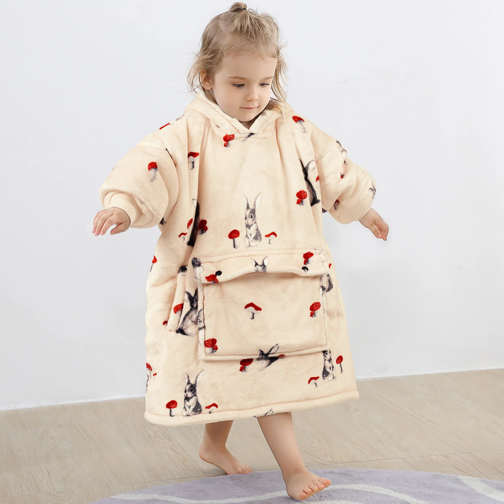 Rabbit Mushroom Blanket Hoodie Kids