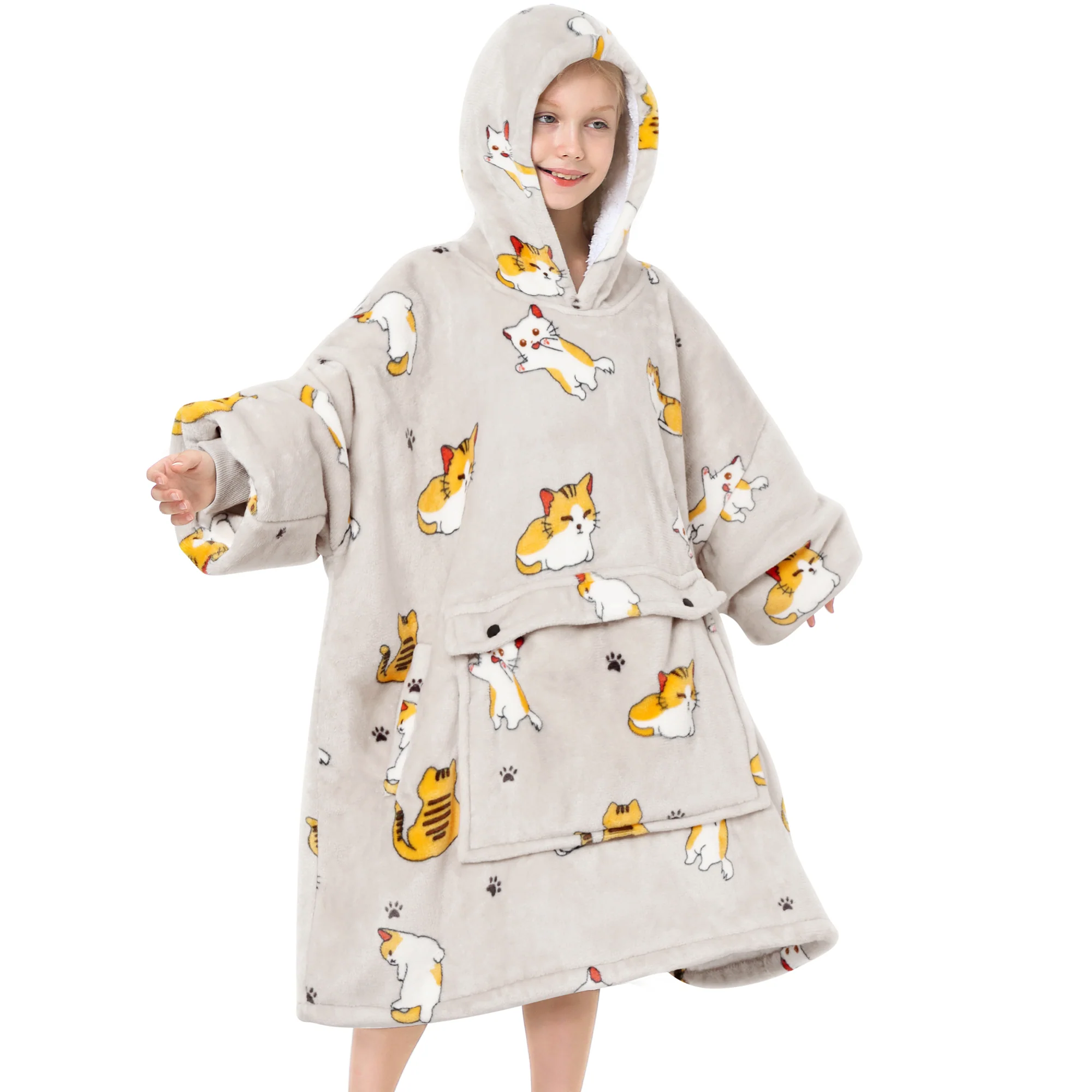 Cat Blanket Hoodie Teen