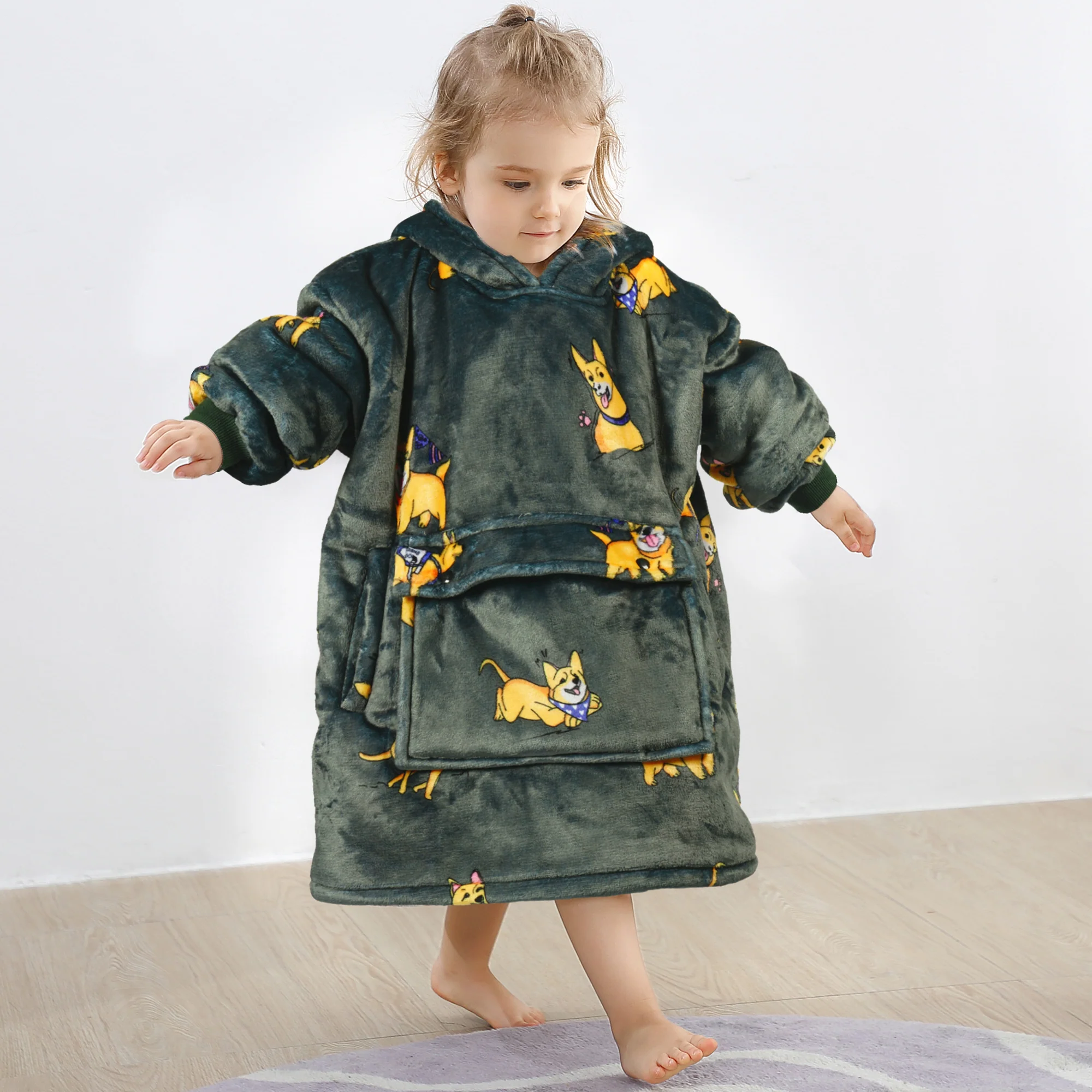 German Shepherd Blanket Hoodie Kids