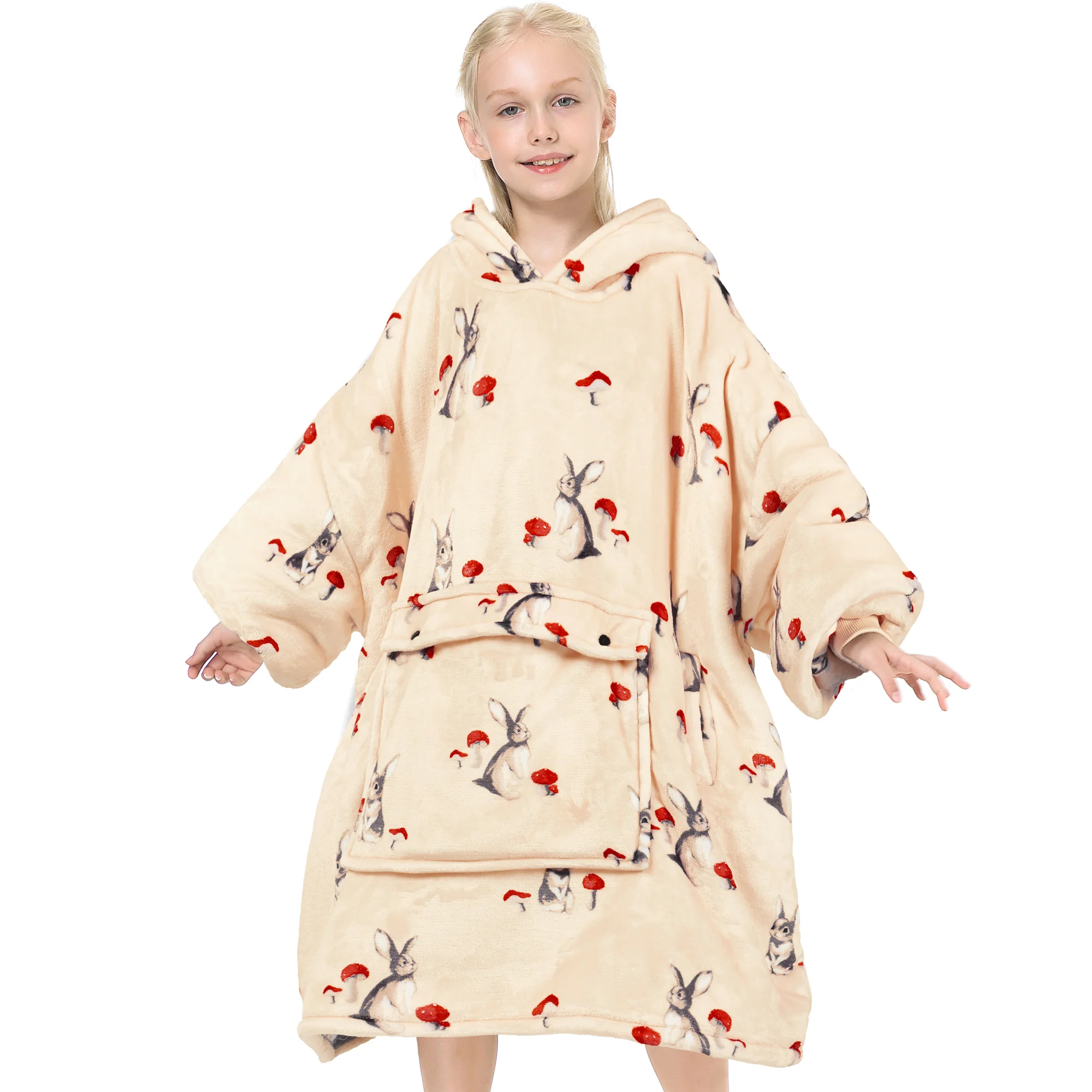 Rabbit Mushroom Blanket Hoodie Teen