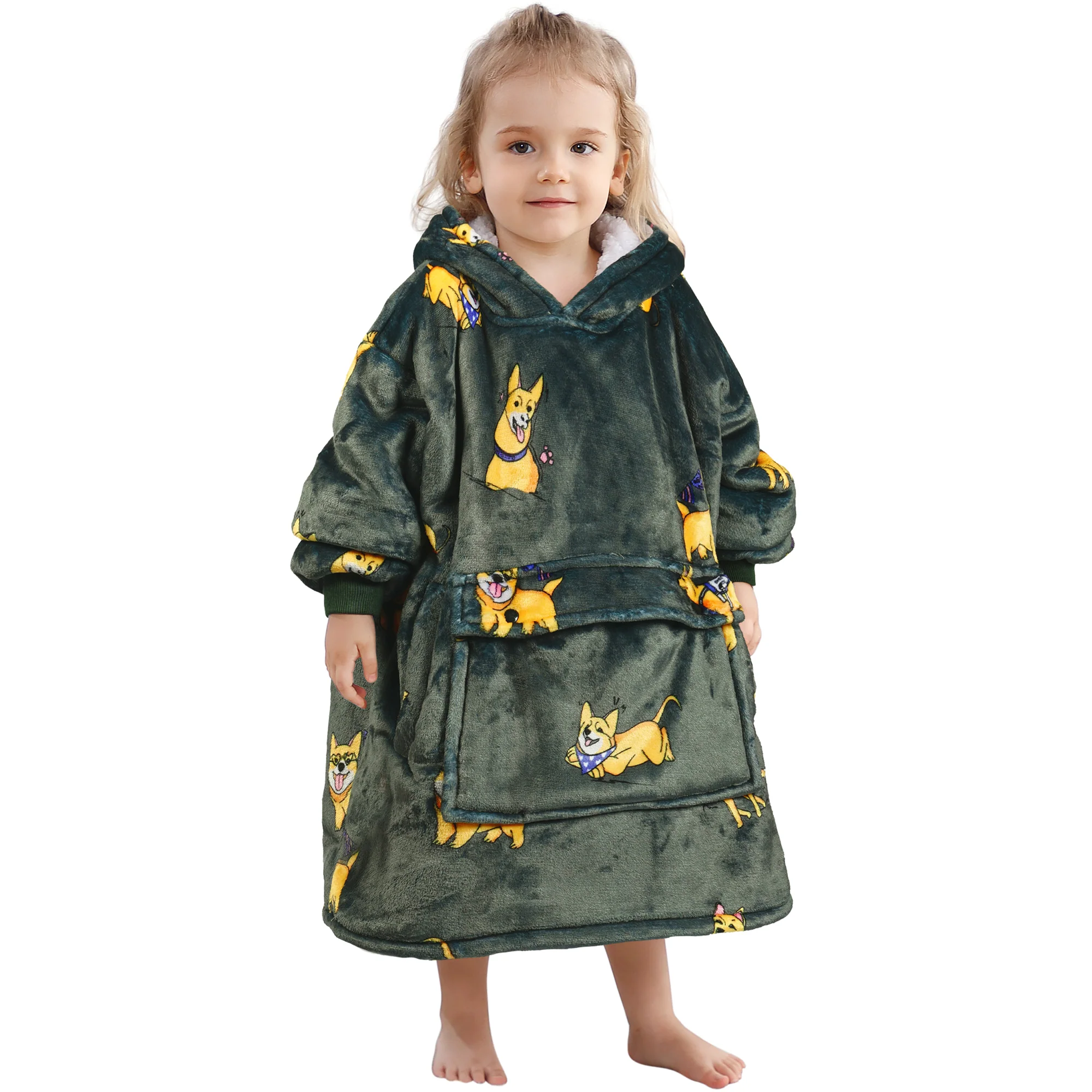 German Shepherd Blanket Hoodie Kids