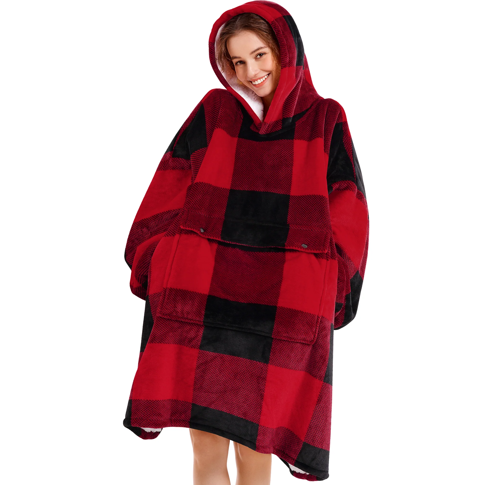 Red Plaid Blanket Hoodie