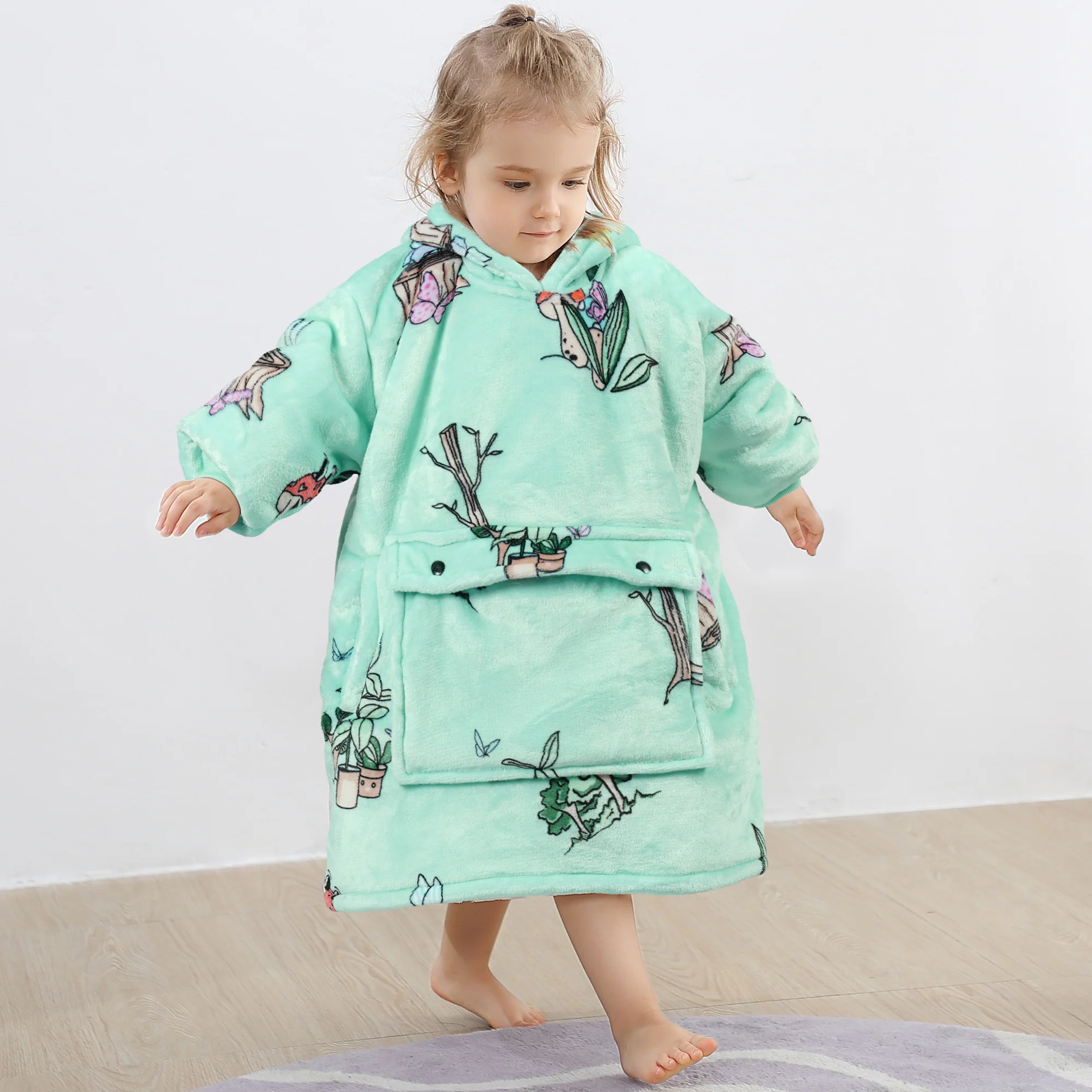 Plants Blanket Hoodie Kids