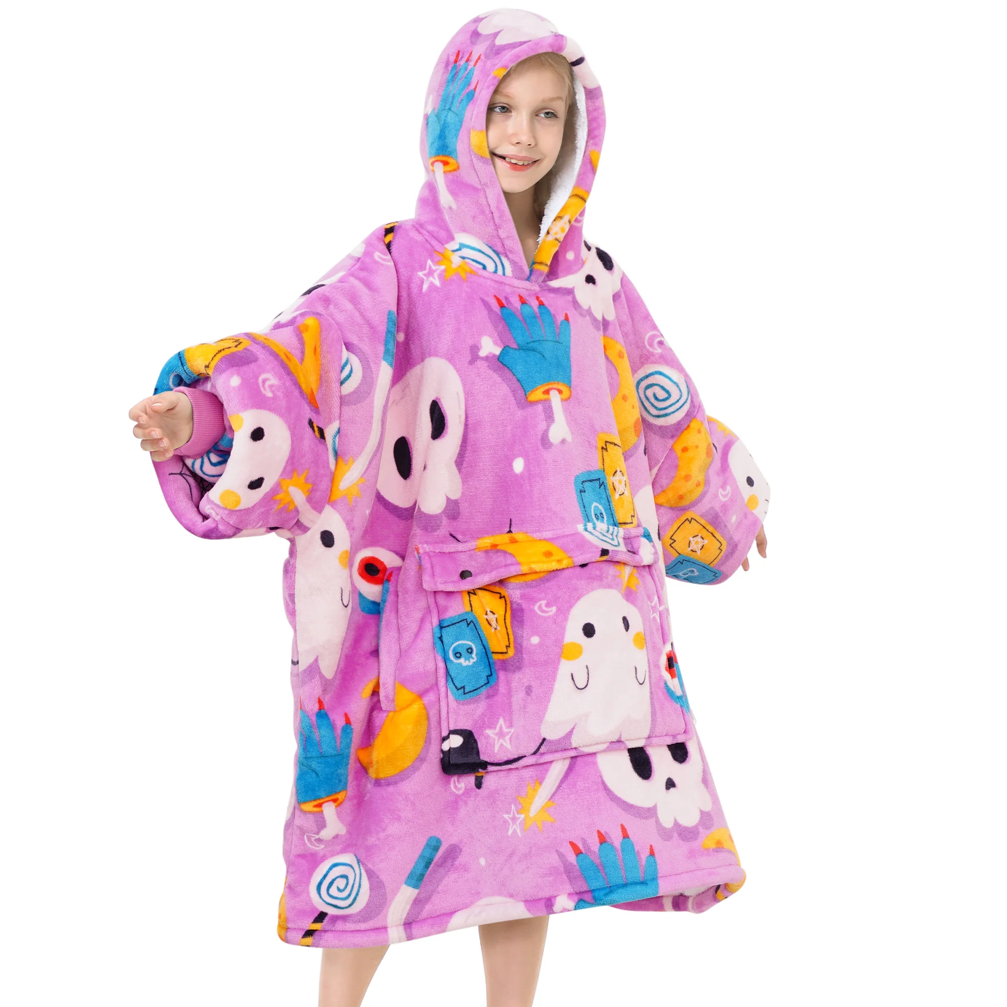 Purple Ghost Blanket Hoodie Teen