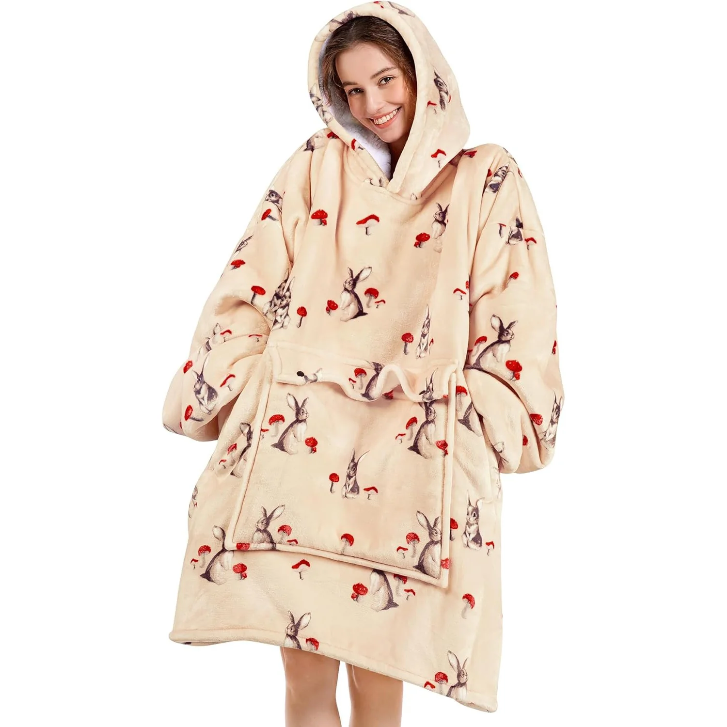 Rabbit Mushroom Blanket Hoodie