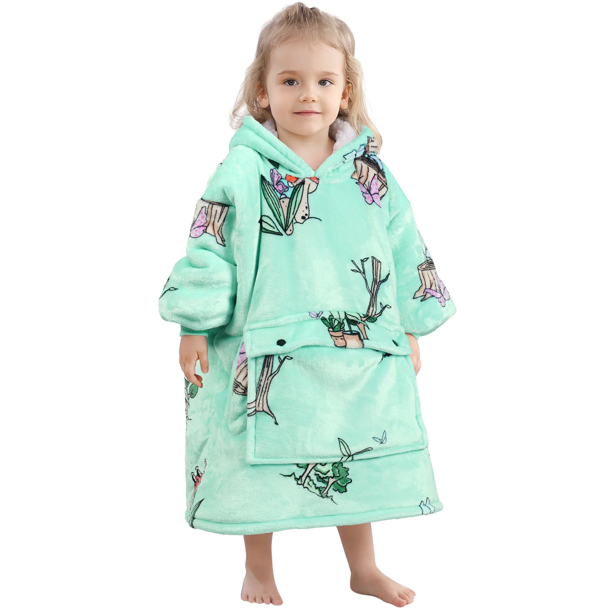 Plants Blanket Hoodie Kids