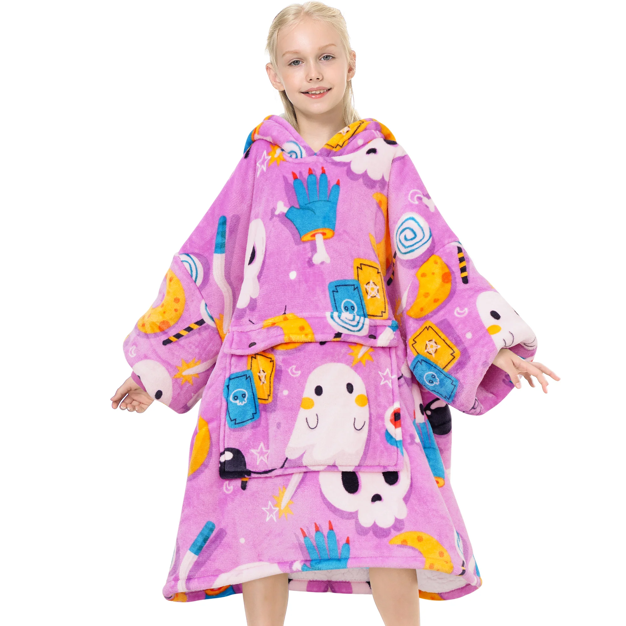 Purple Ghost Blanket Hoodie Teen