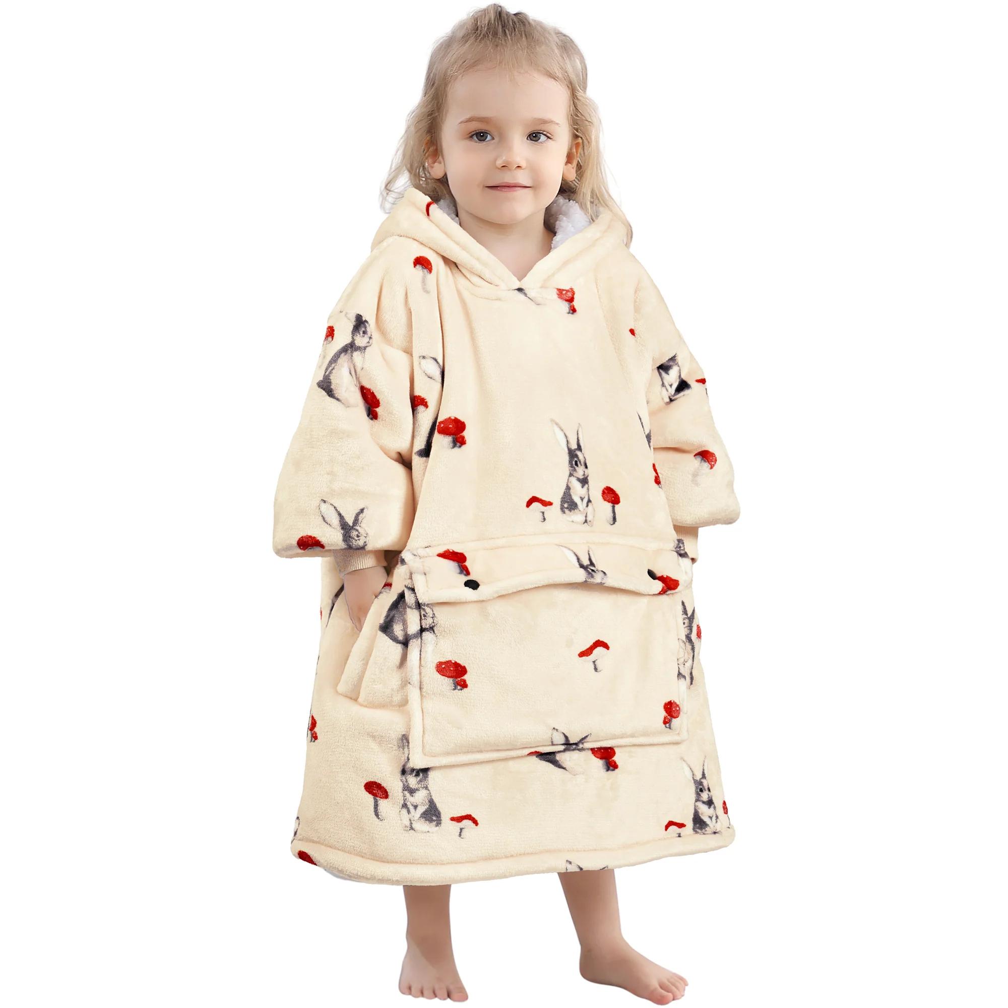 Rabbit Mushroom Blanket Hoodie Kids