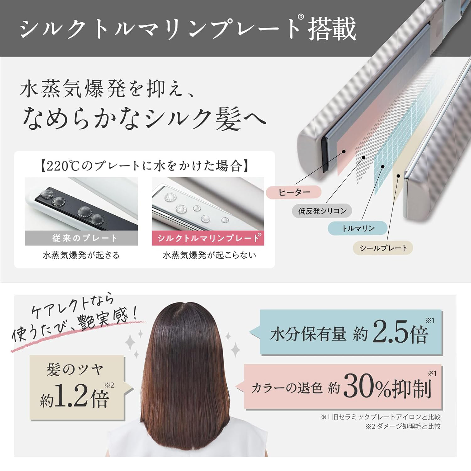 Straight Iron Care Rect Smooth Care Iron 25mm Rose mist by pluseau Automatic power OFF 17-step temperature adjustment