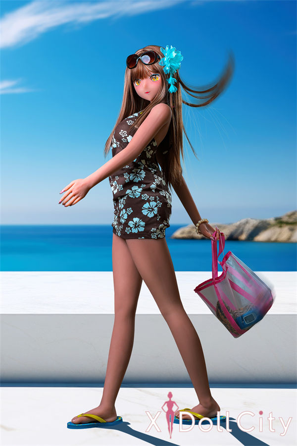 Aotume Doll #125 155cm Cカップ パールちゃん 日焼け肌 E 掲載画像はシリコン頭部+TPE材質ボディラブドール