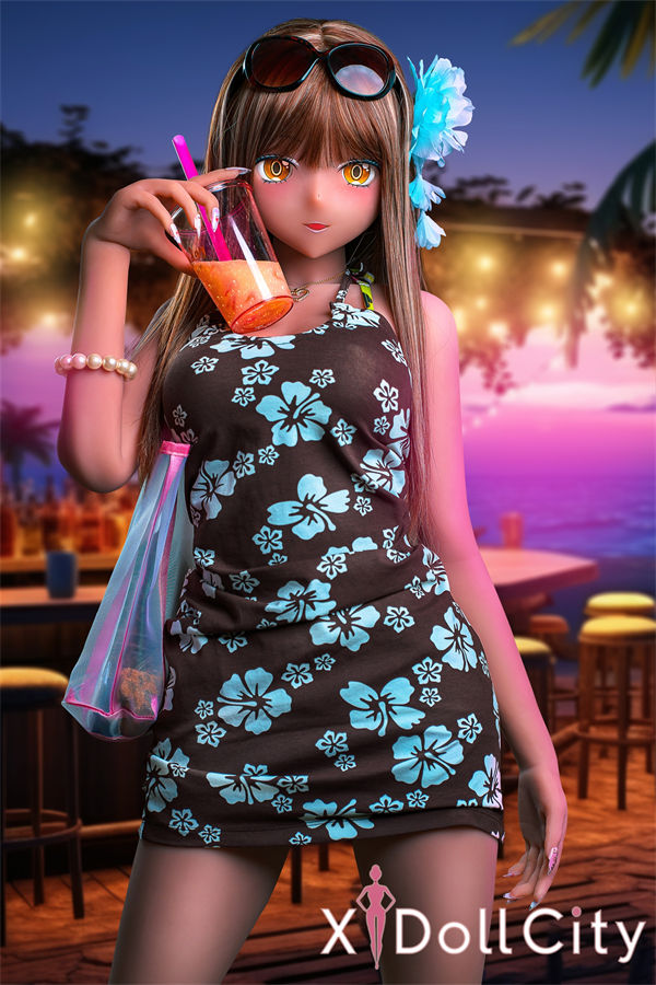 Aotume Doll #125 155cm Cカップ パールちゃん 日焼け肌 E 掲載画像はシリコン頭部+TPE材質ボディラブドール