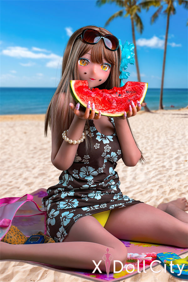 Aotume Doll #125 155cm Cカップ パールちゃん 日焼け肌 E 掲載画像はシリコン頭部+TPE材質ボディラブドール