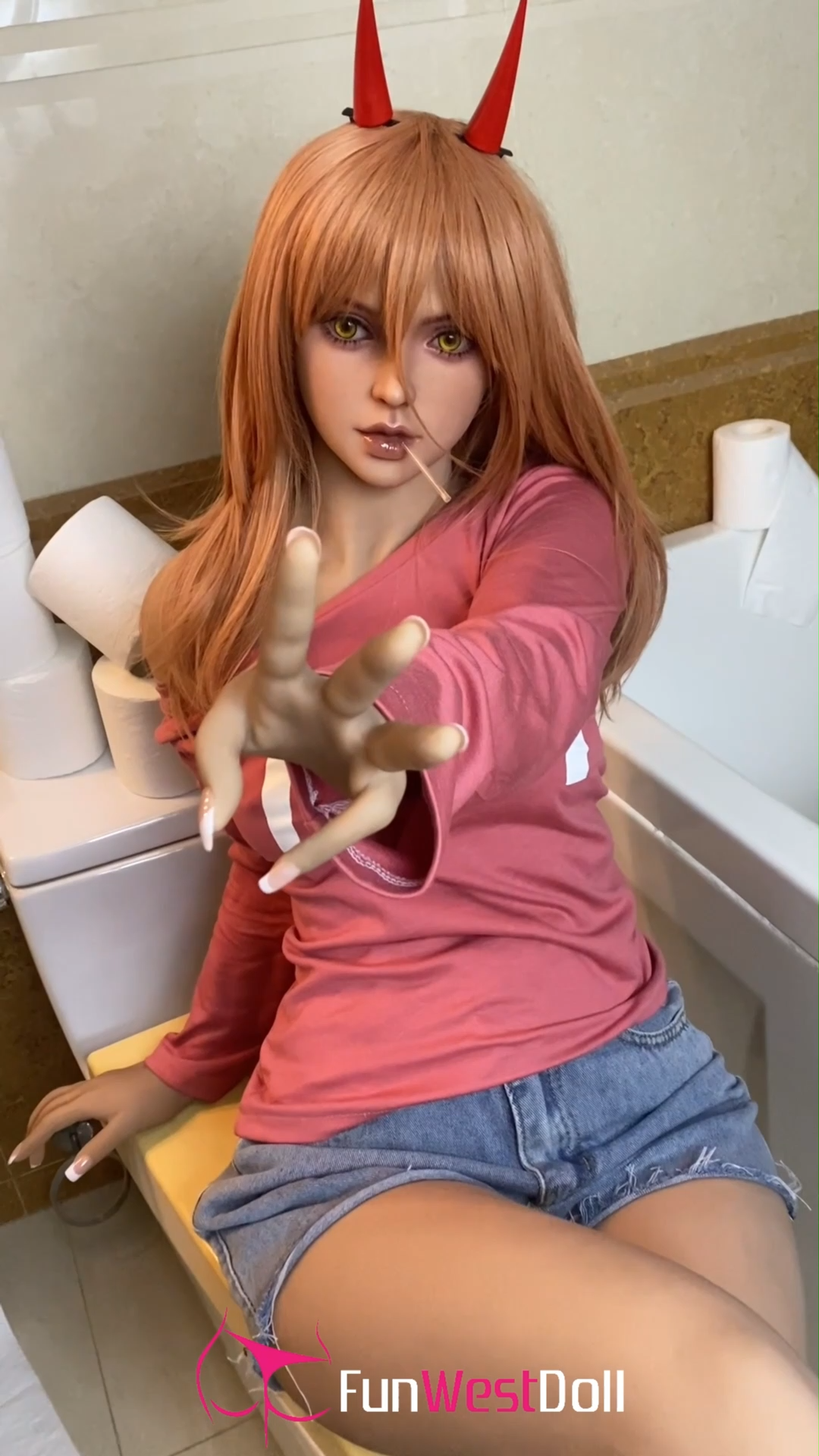 FunWest Doll Lily 159cm Aカップ Natural肌 #036 「チェンソーマン」パワー コスプレ系 次元を超える彼女 ちっぱい ラブドール