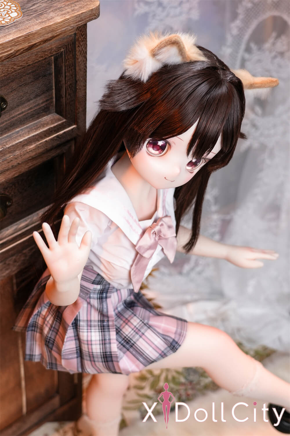 MW Girl(魔物姫) 7kg こもも 掲載画像はレジンヘッド+シリコンボディ 可愛いメイド アニメドール  肌色&眼球色&メイク&ウィッグ&衣装は宣材写真と同じ 成人スタイルラブドール