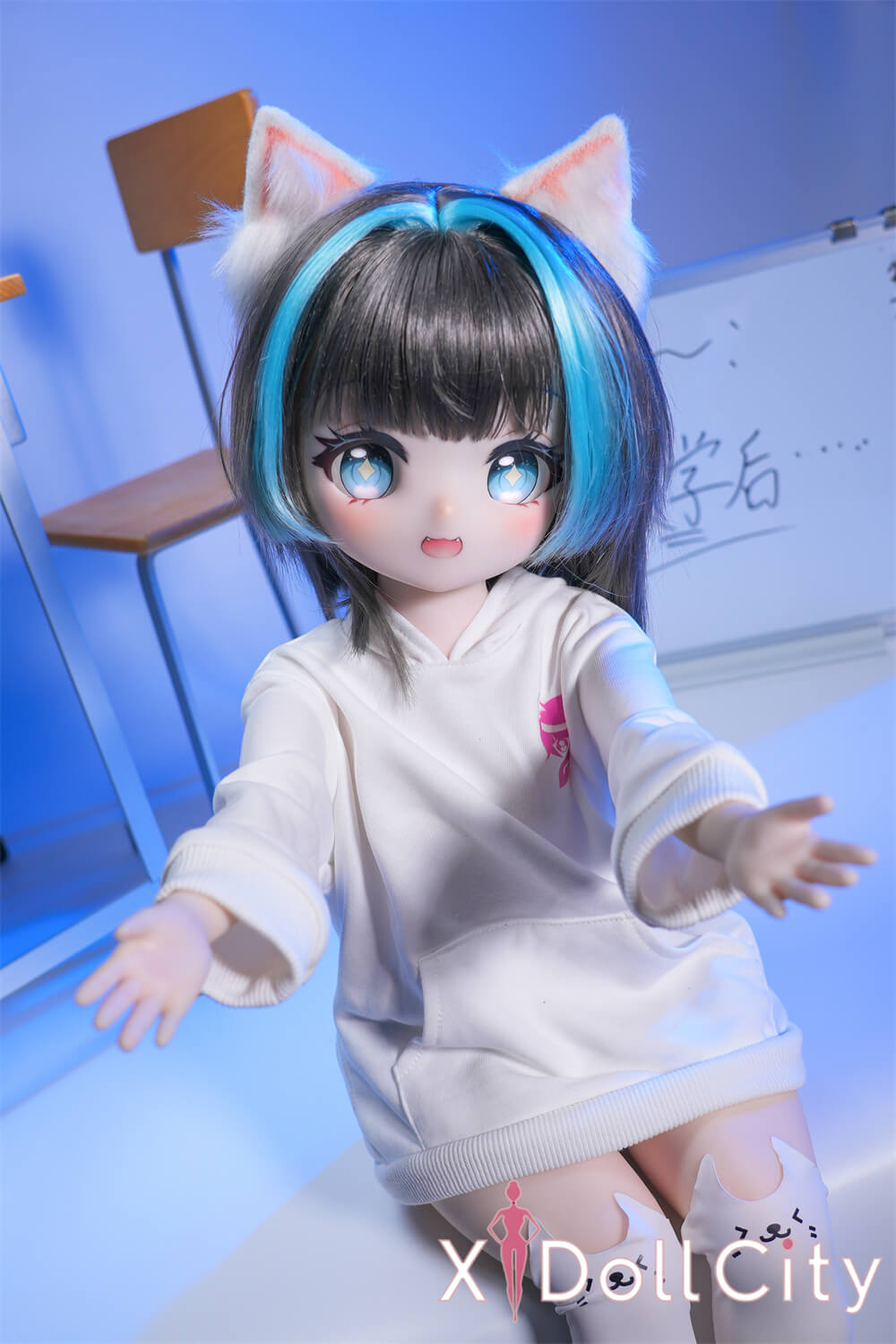 MW Girl(魔物姫) 5.2kg 呆呆喵ちゃん ミニドール 呆け顔がたまらなくキュートな猫耳っ子リアルドール 掲載画像はレジンヘッド+シリコンボディ 肌色&眼球色&メイク&ウィッグ&衣装は宣材写真と同じ 成人スタイルラブドール